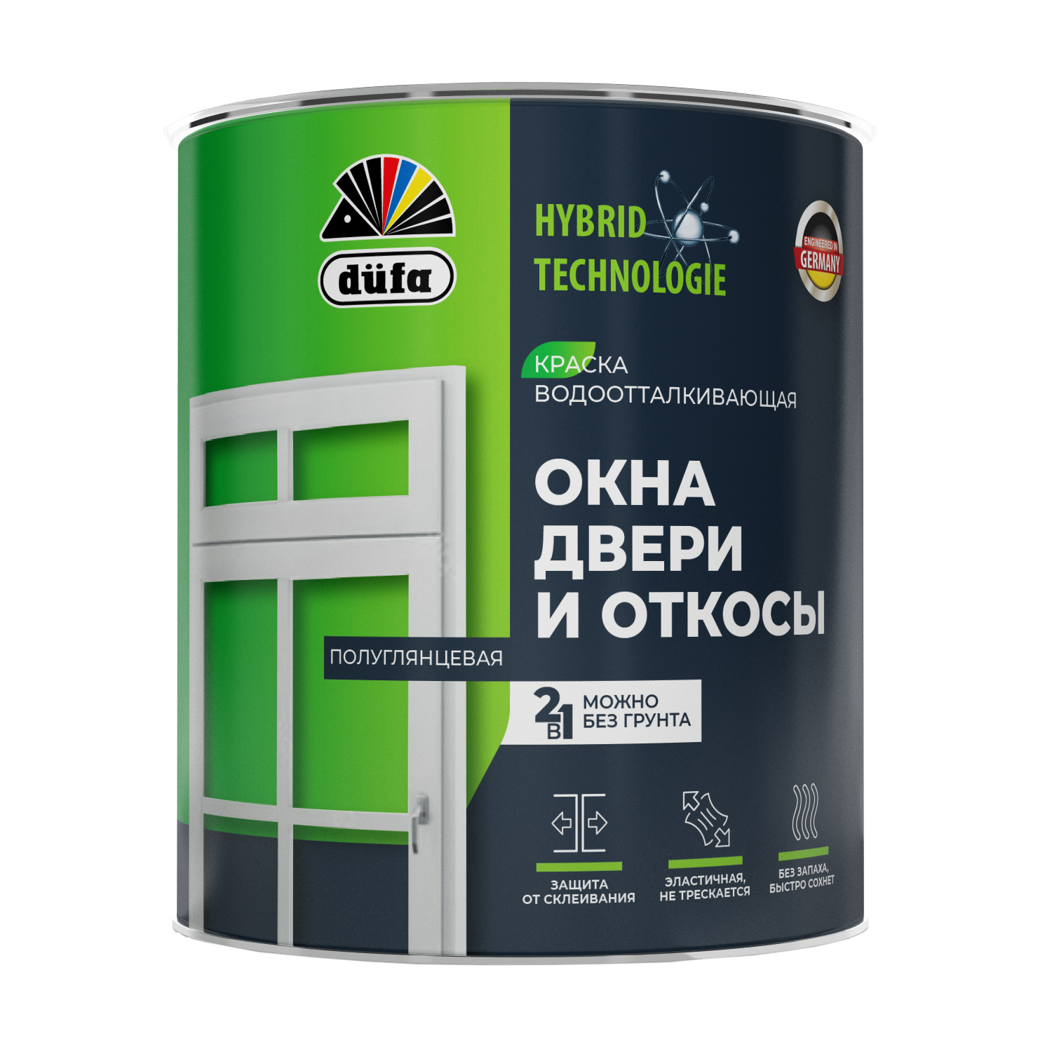 Изображение товара Краска для окон дверей и откосов Dufa база 1 2л акрил-алкидная