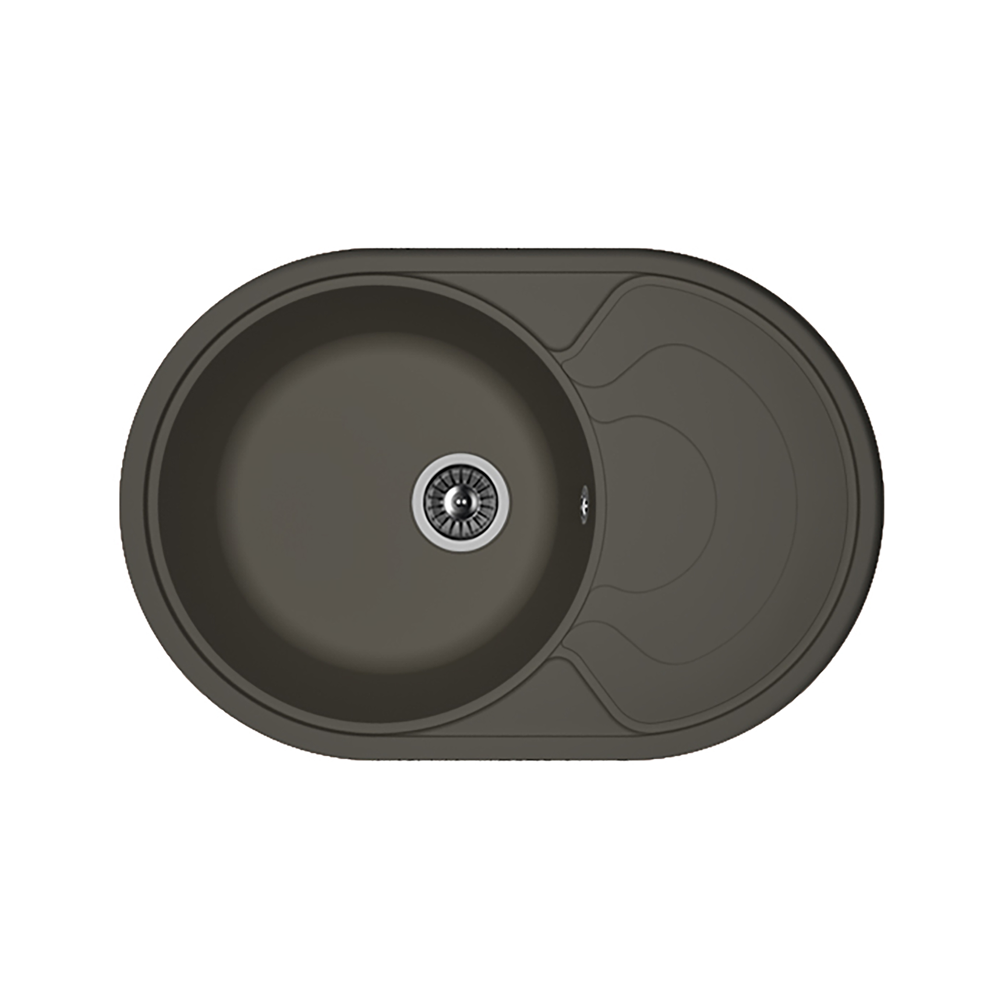 Изображение товара Мойка кухонная Flortek Поэма 760 антрацит круглая из кварца, накладная, матовая