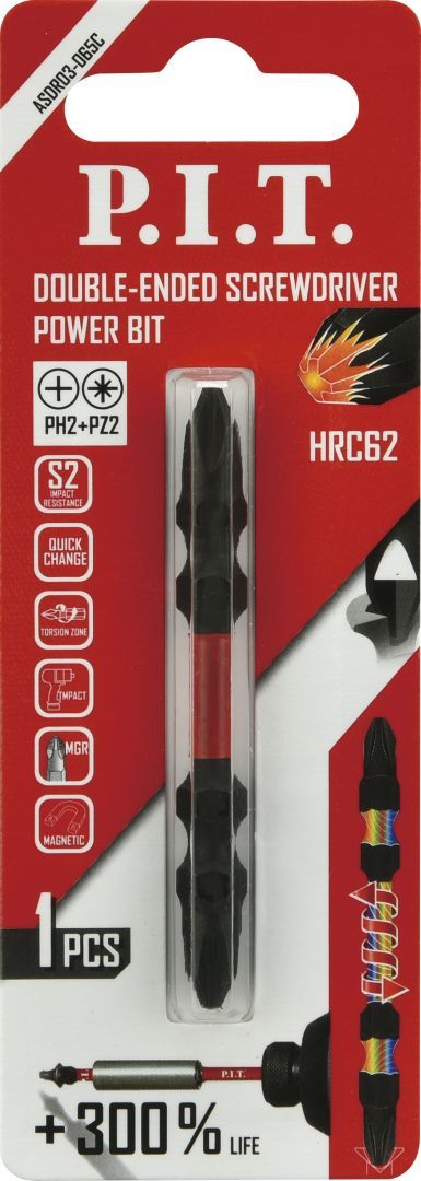 Изображение товара Бита двусторонняя P.I.T. PH2-PZ2x65 мм ASDR03-065C