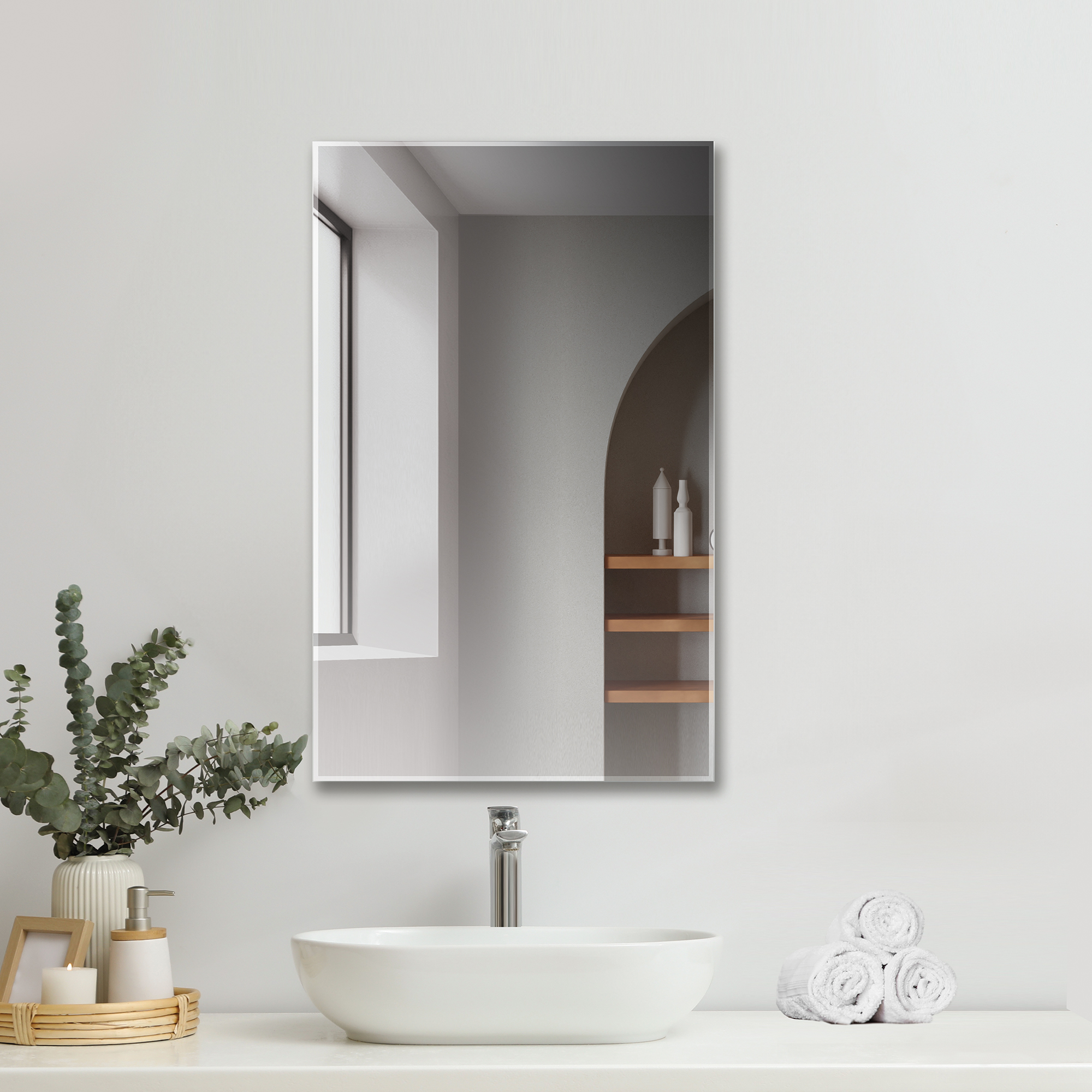 Изображение товара Зеркало без полки 50х80 см с фацетом современное настенное интерьерное