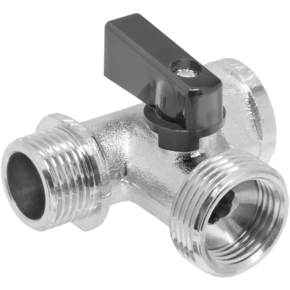Изображение товара Кран шаровой трёхпроходной 1/2'' х 3/4'' х 1/2'' MPF для бытовой техники