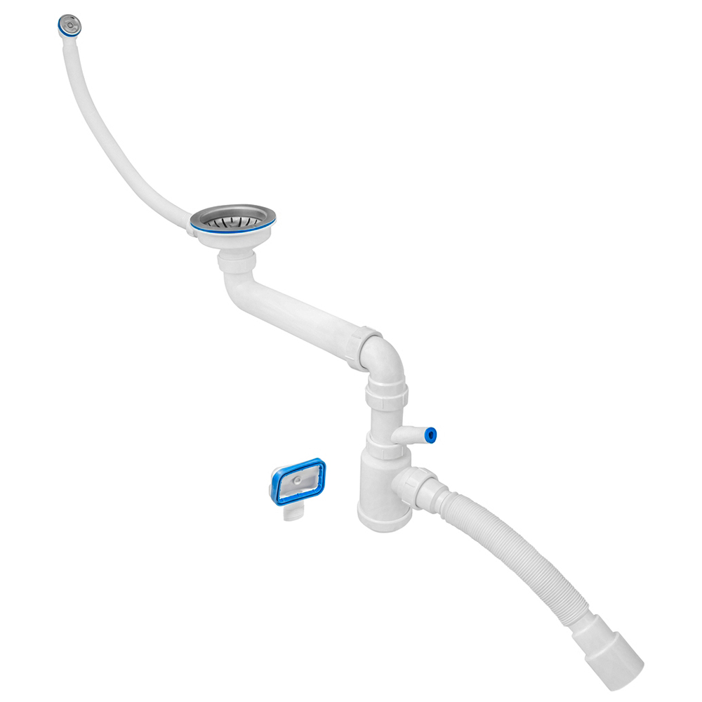 Изображение товара Сифон 2 в 1 для кухонной мойки с двухпереливом и блокировкой пробкой 40х40/50