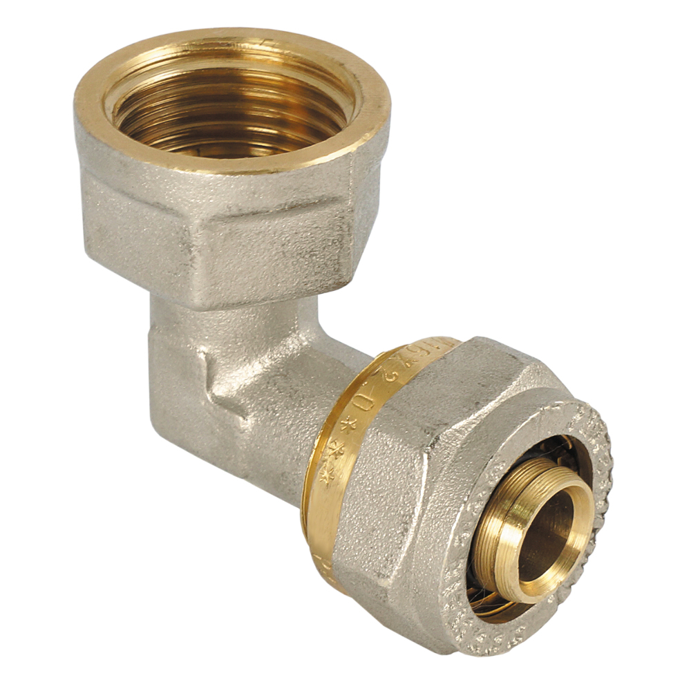 Изображение товара Угольник 16 х 1/2 дюйма внутренний резьба, обжимное соединение, латунь MPF