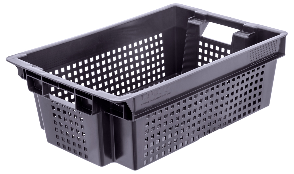 Изображение товара Ящик перфорированный 600×400×200,  объём 48, чёрный