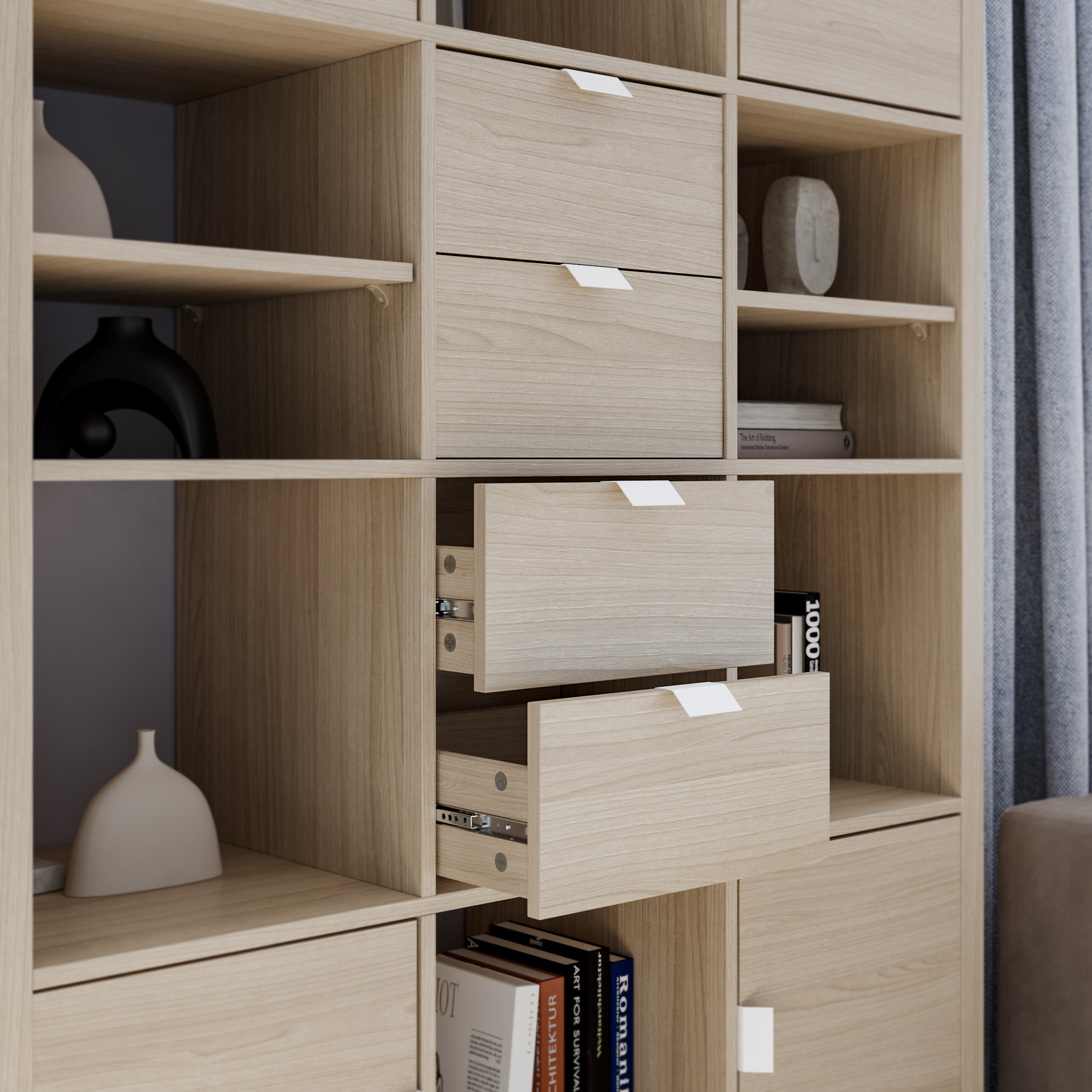 Изображение товара Комплект выдвижных ящиков Шведский Стандарт Фора 4.2 33х33х37 см, дуб беленый