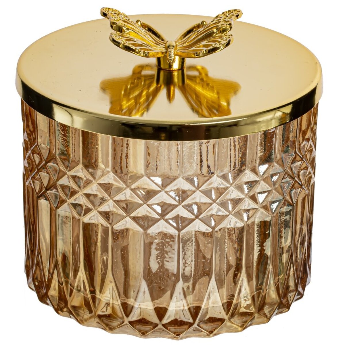 Изображение товара Стеклянная шкатулка с металлической крышкой и бабочкой 11x11x10 см