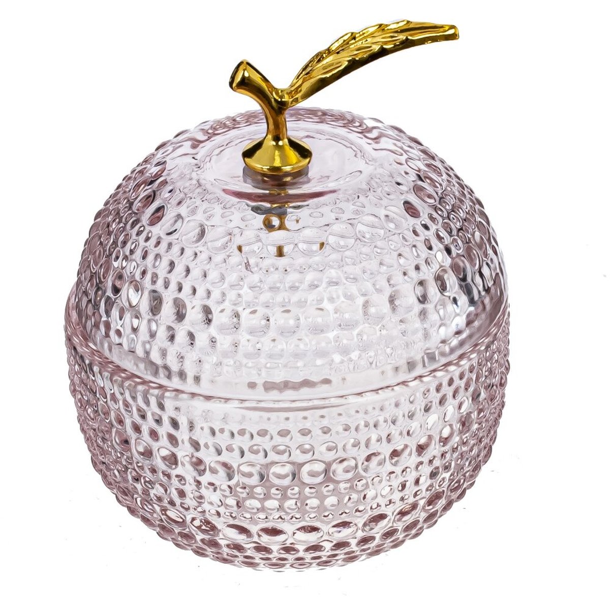 Изображение товара Стеклянная шкатулка в форме яблока с золотым элементом 8x8x10 см