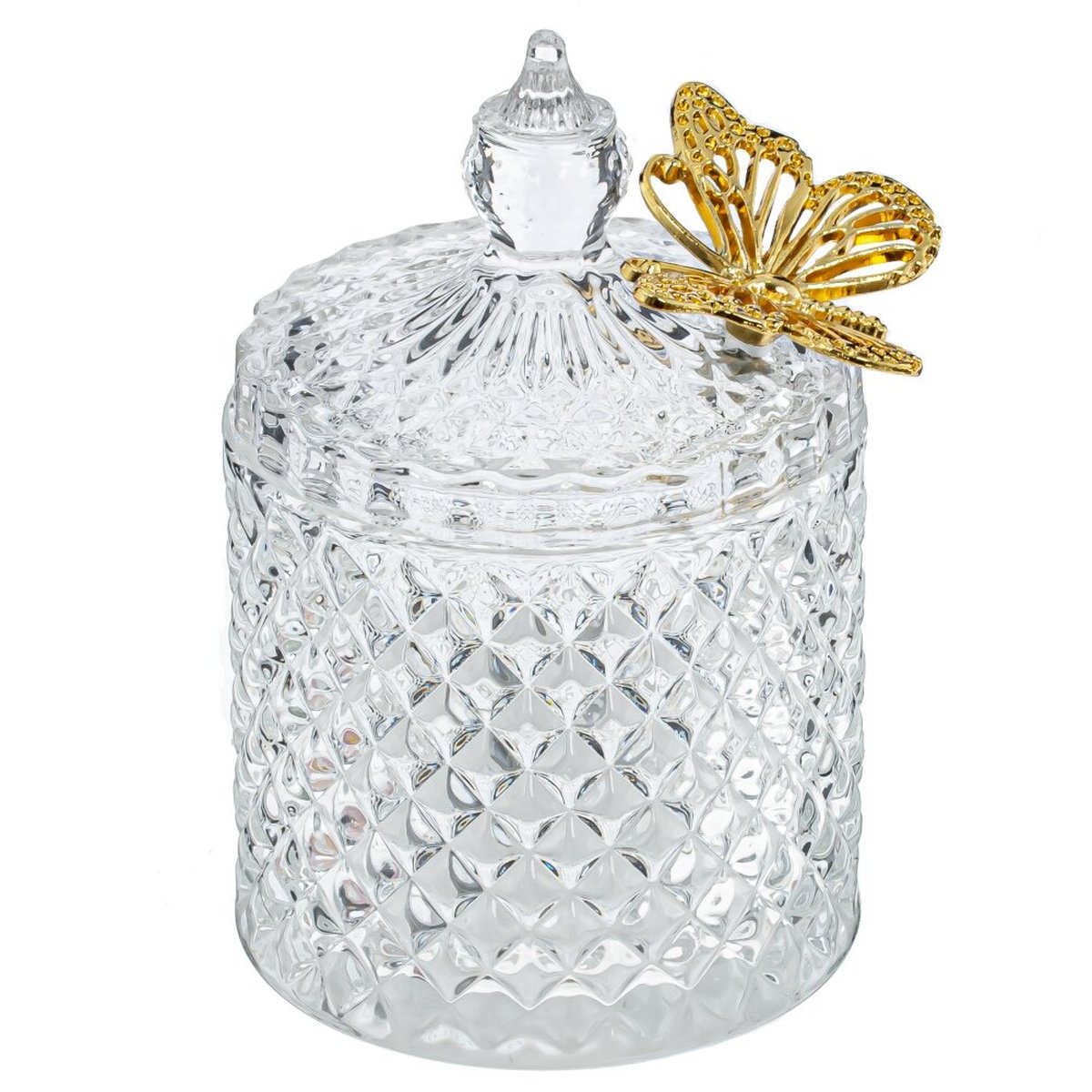 Изображение товара Стеклянная шкатулка с декоративной бабочкой, 8.5x8.5x13.5 см