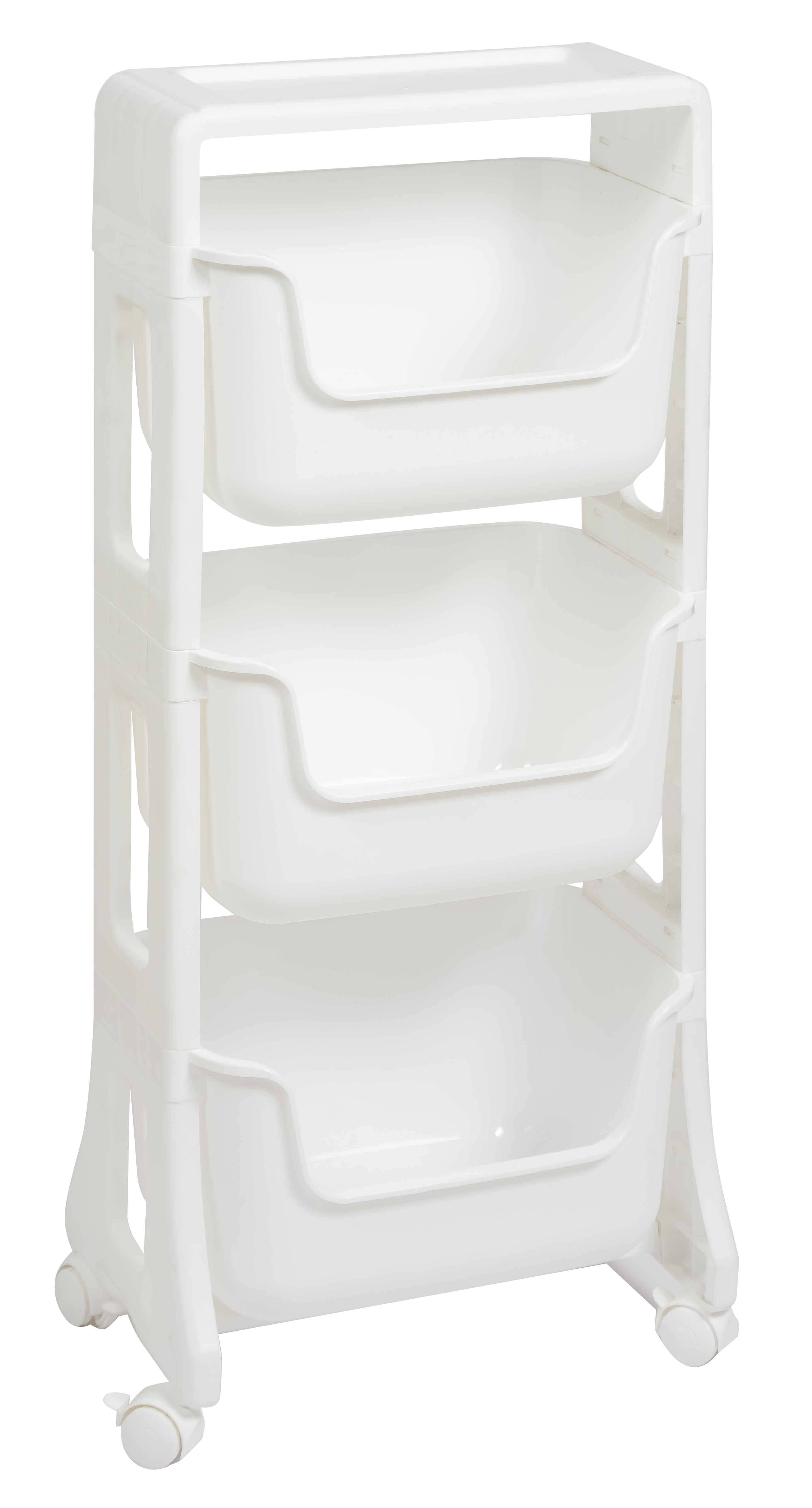 Изображение товара Этажерка "Junior" напольная  3-х ярусная на колесах белая