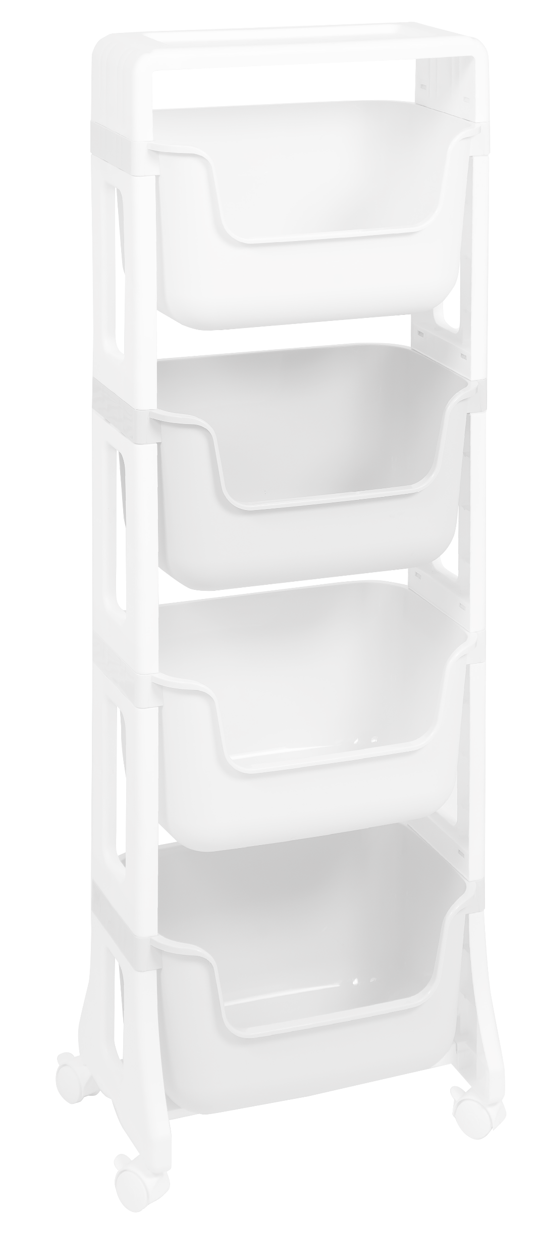 Изображение товара Этажерка Junior напольная 4 яруса на колесах белая для детской комнаты