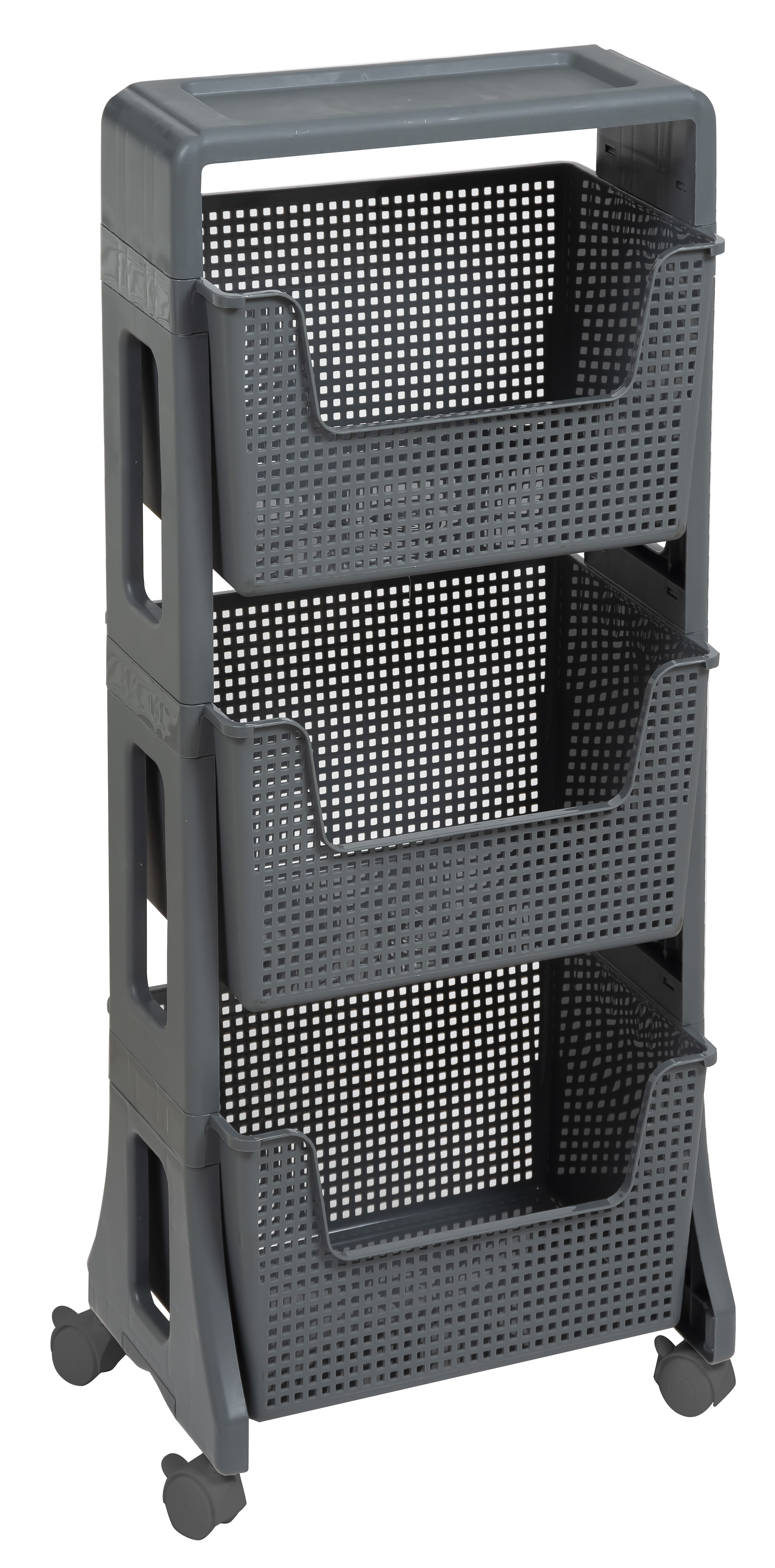 Изображение товара Этажерка "Лофт" напольная 3-х ярусная на колесах серая