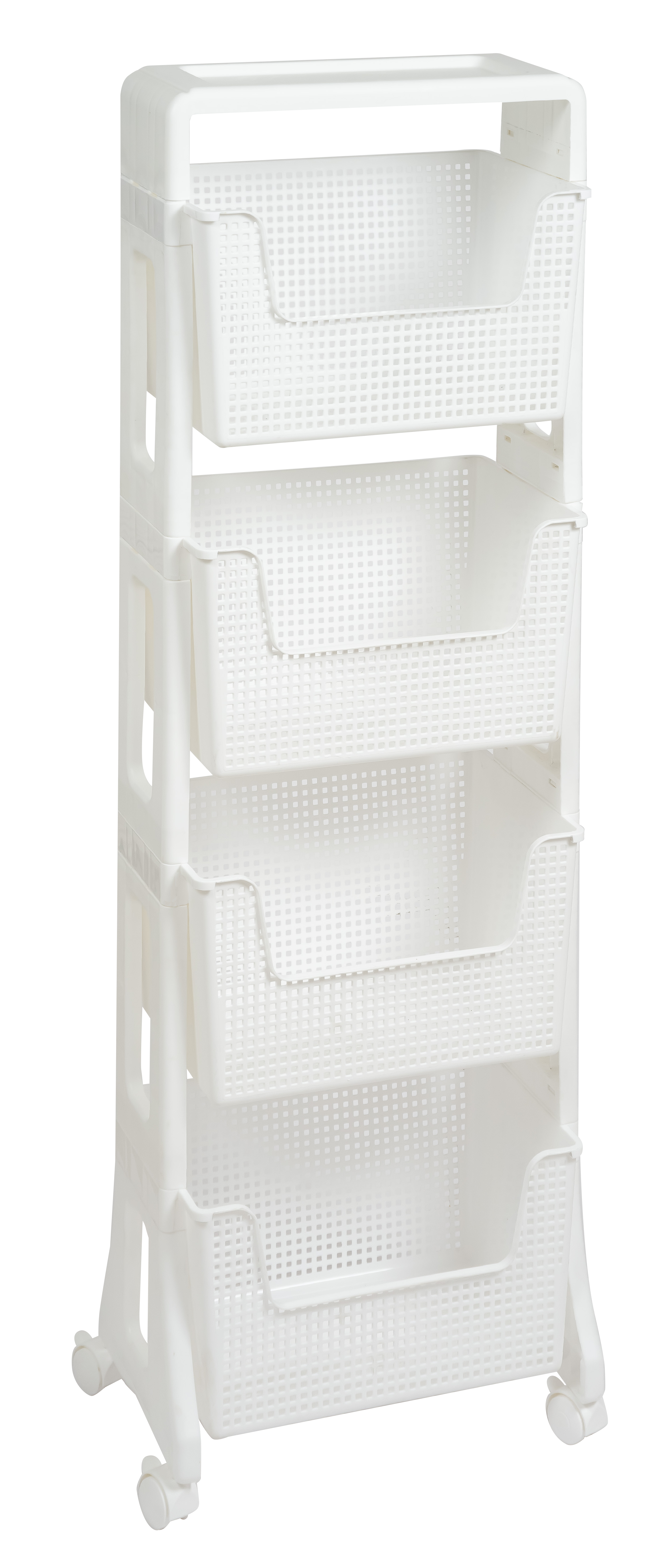 Изображение товара Этажерка "Лофт" напольная  4-х ярусная на колесах белая