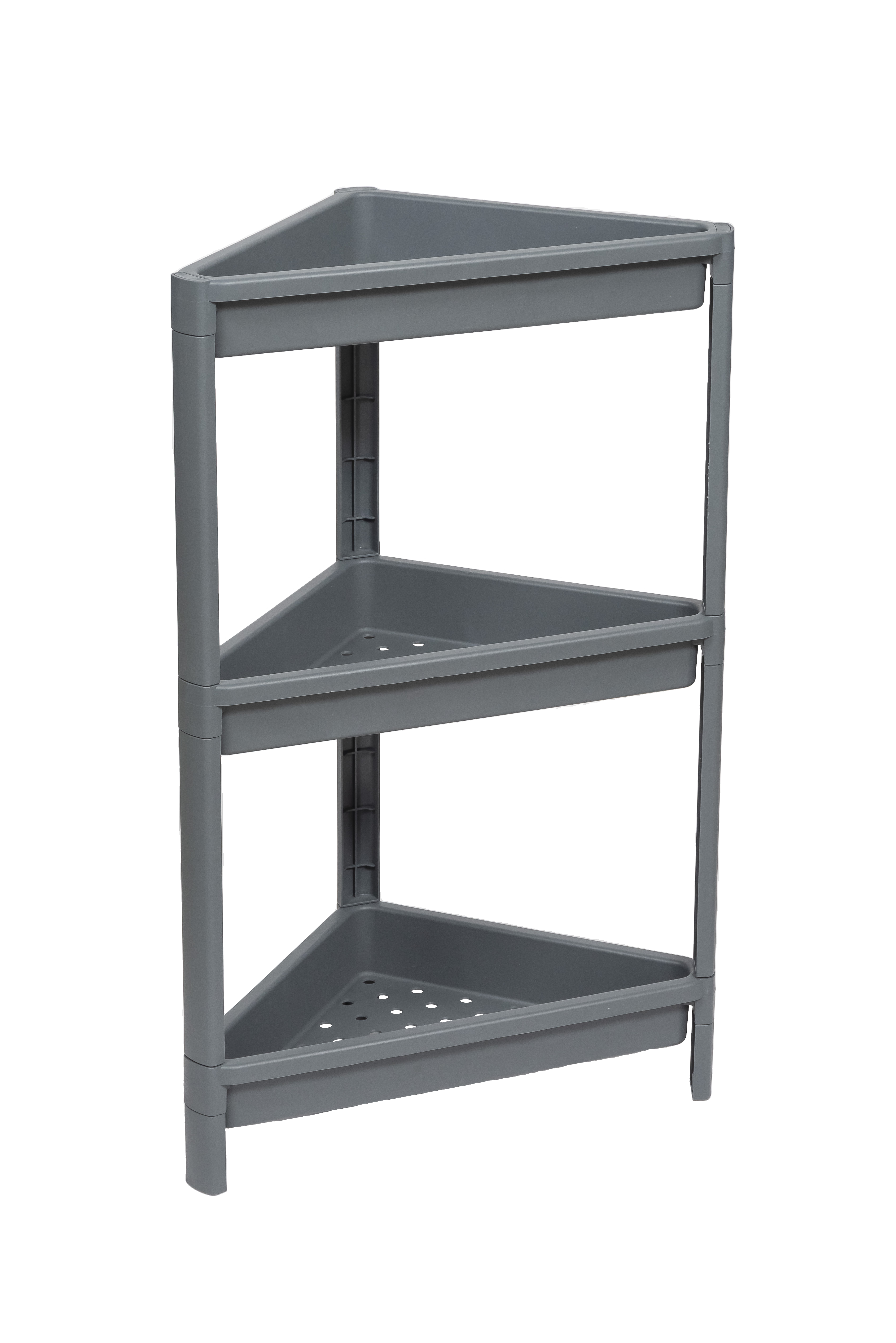 Изображение товара Этажерка VIKEA угловая 3 яруса серая, полипропиленовая напольная мебель