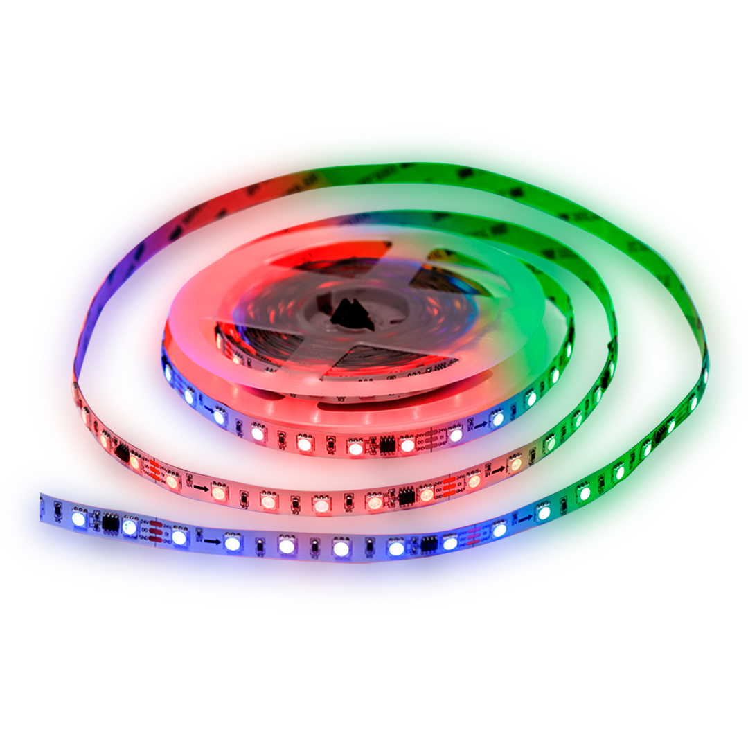 Изображение товара Комплект IP20 RGB светодиодная лента 24В 5м с контроллером 14.4Вт/м