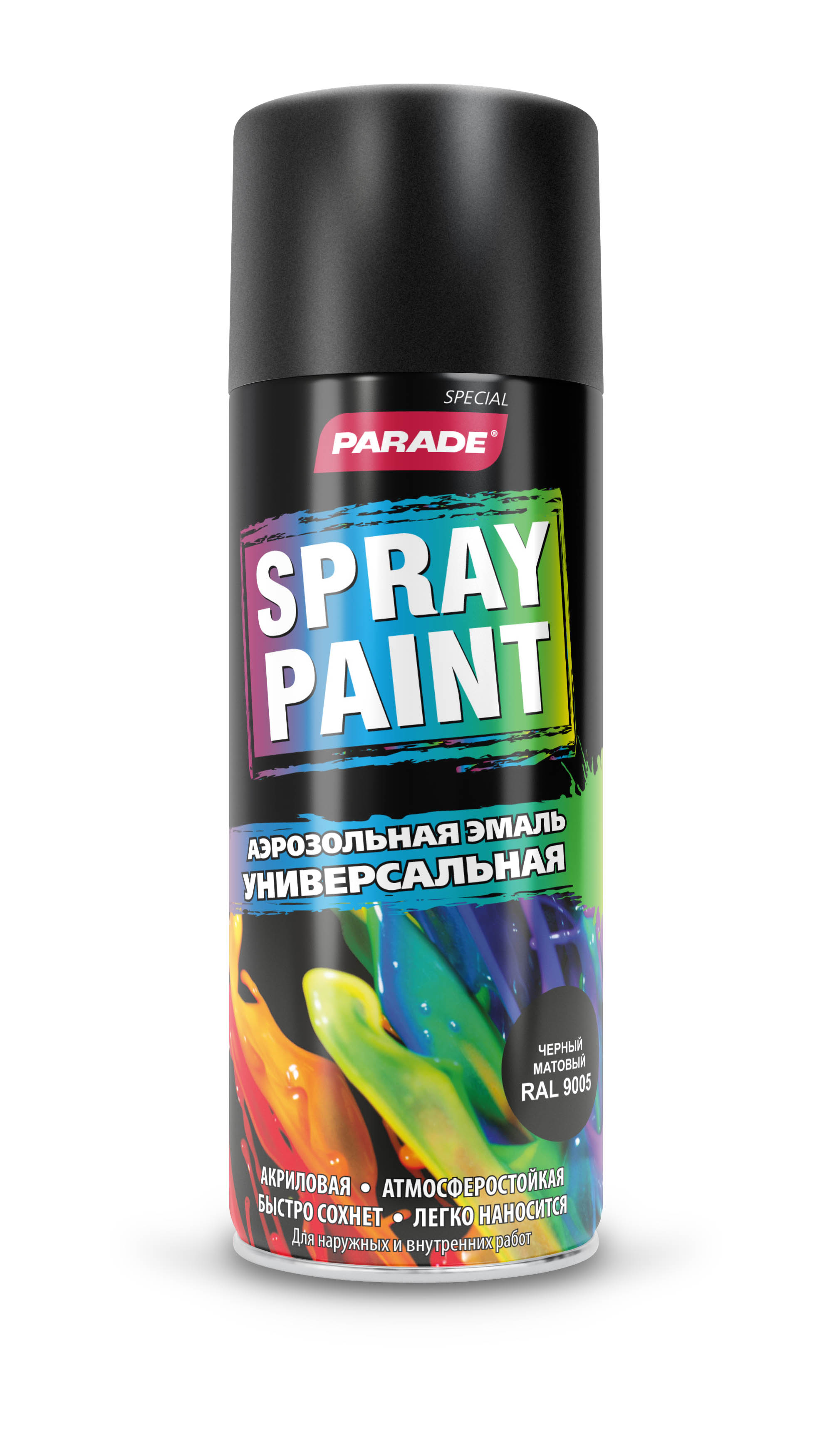Изображение товара Эмаль аэрозольная PARADE SPRAY PAINT RAL 9005 Черный матовый 0.52 л