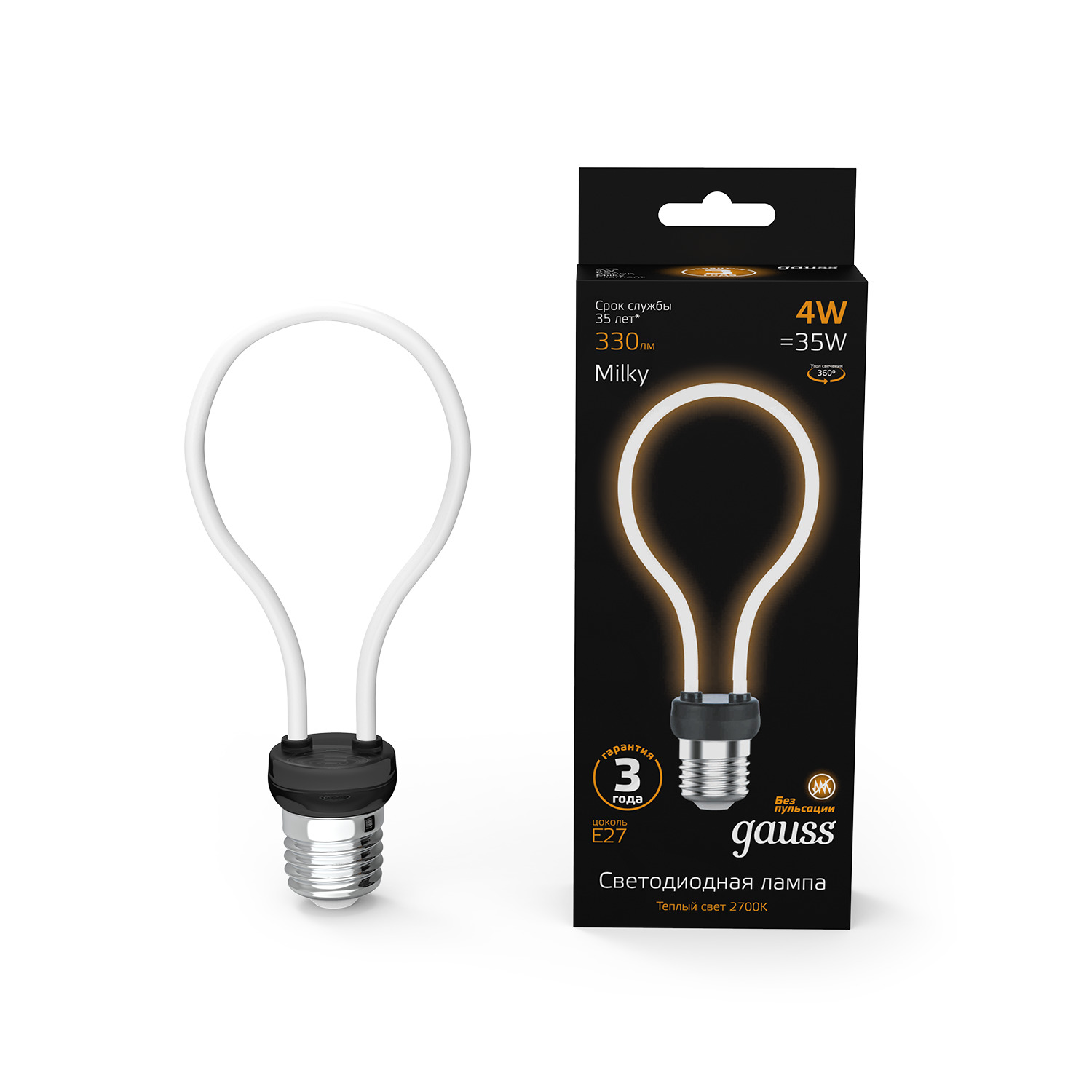Изображение товара Лампа Gauss Filament Artline А72 4W 330lm 2700К Е27 milky LED 1/10/100