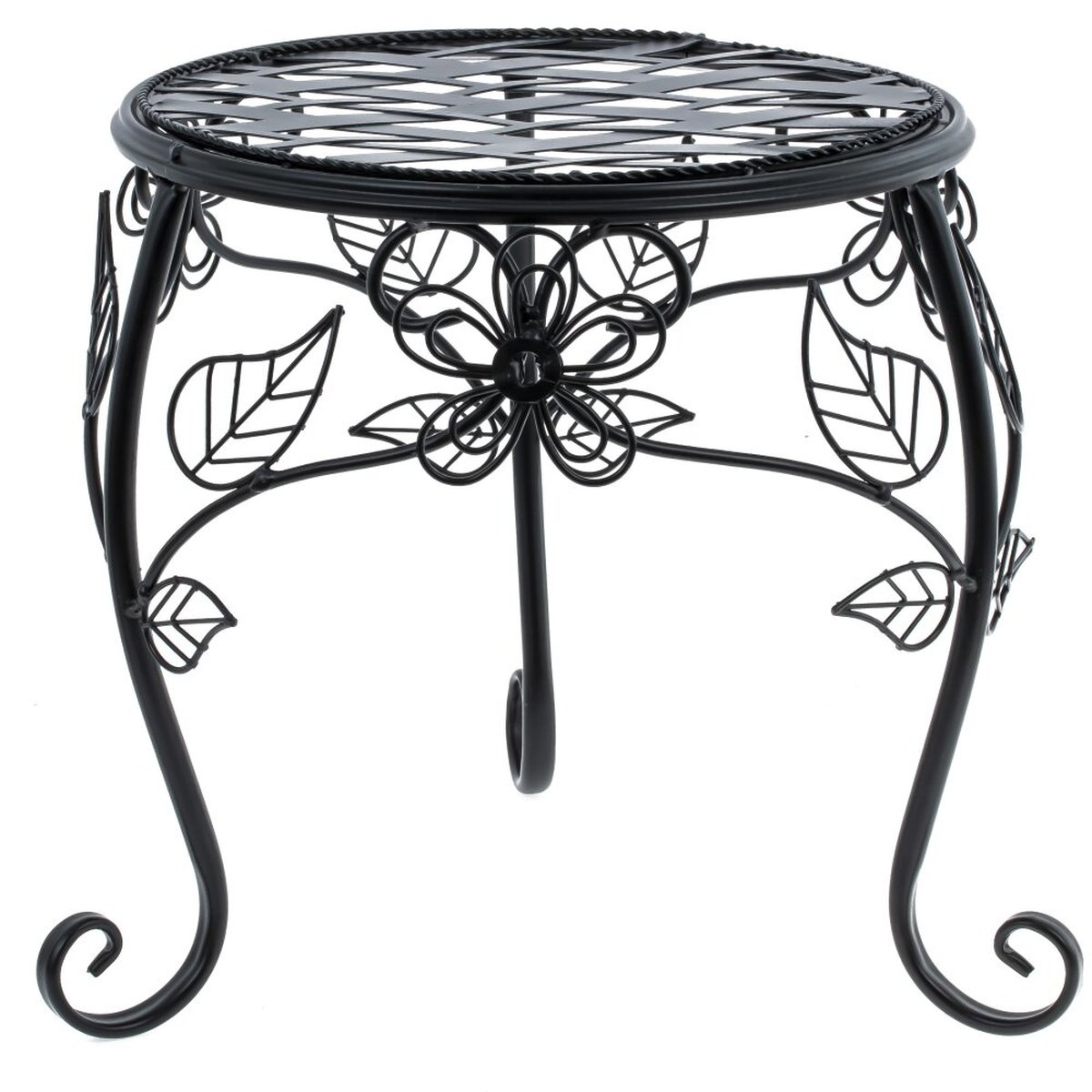 Изображение товара Подставка для цветов L35 W35 H28 см черная металлическая напольная