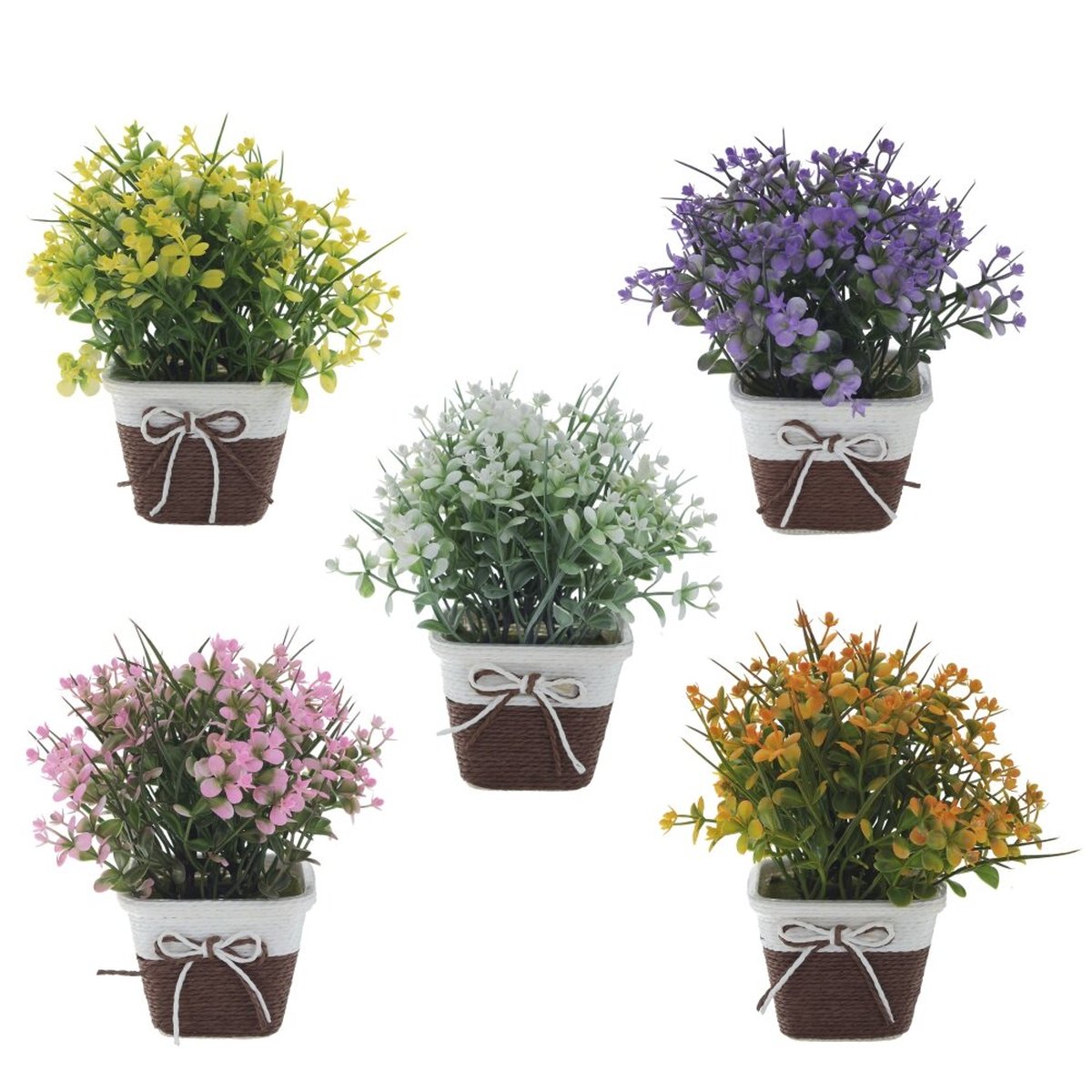 Изображение товара Цветочная композиция в горшке 18x18x23 см многоцветная искусственная украшение интерьера