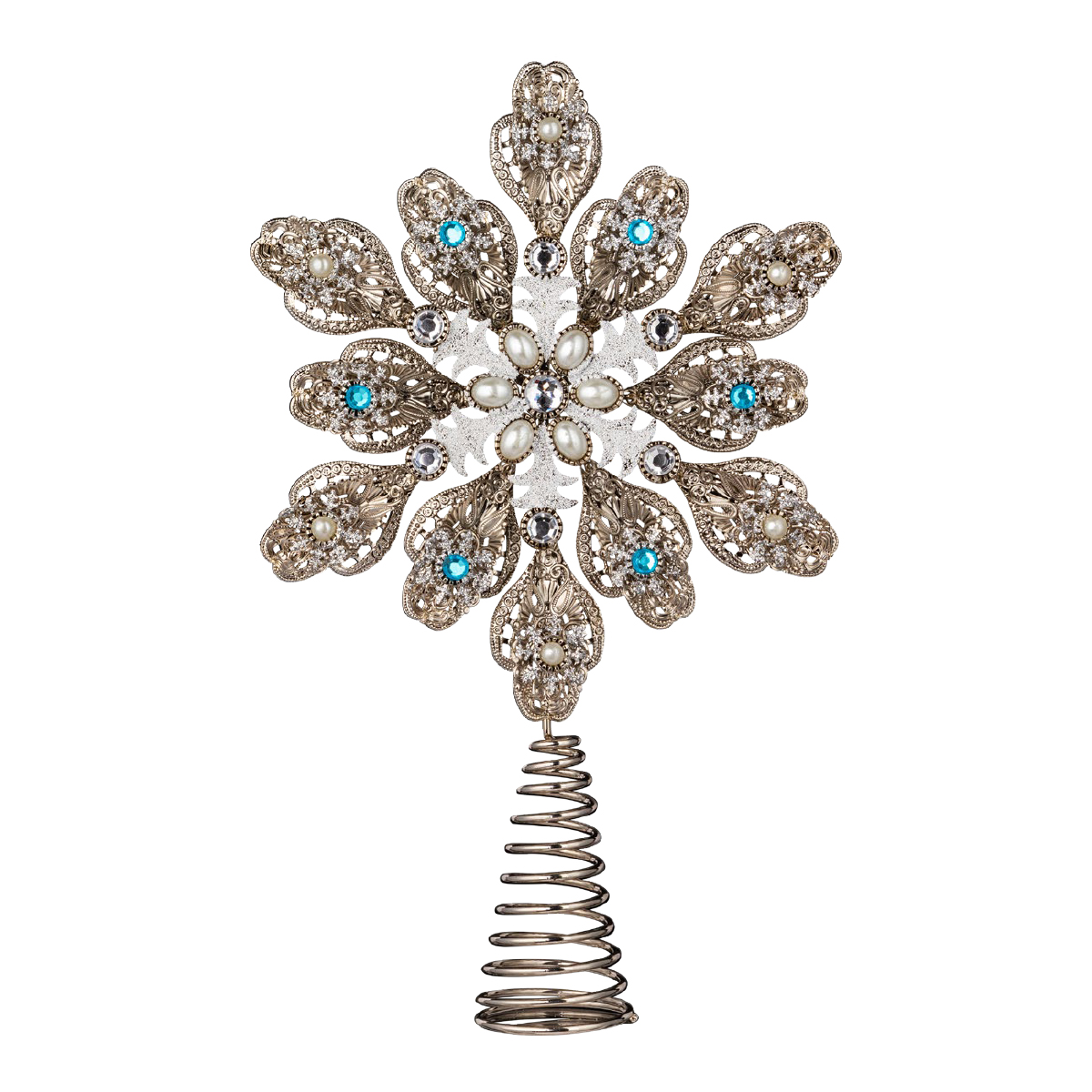 Изображение товара Верхушка для елки Ледяной цветок 32см металлическая праздничная украшение