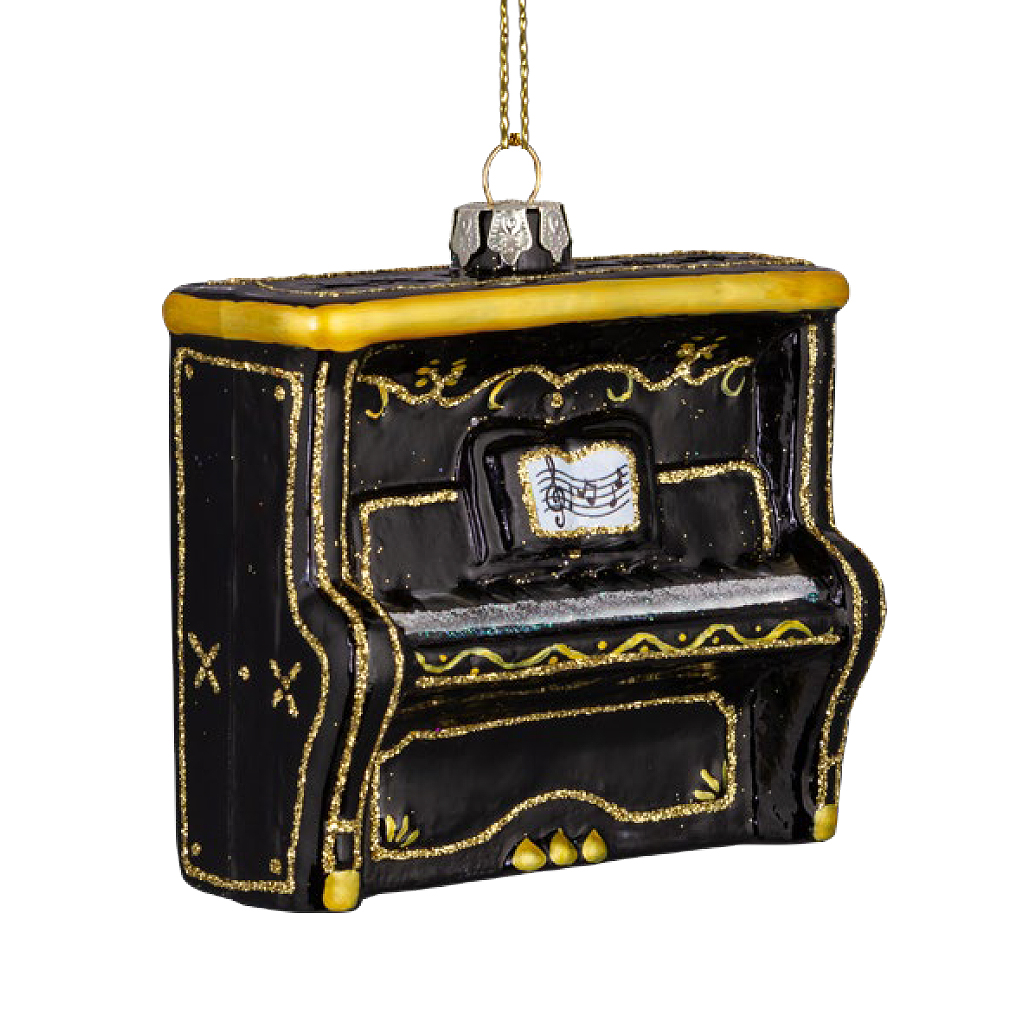 Изображение товара Украшение стеклянное для елки ErichKrause Decor Forte & Piano 9см черное золото