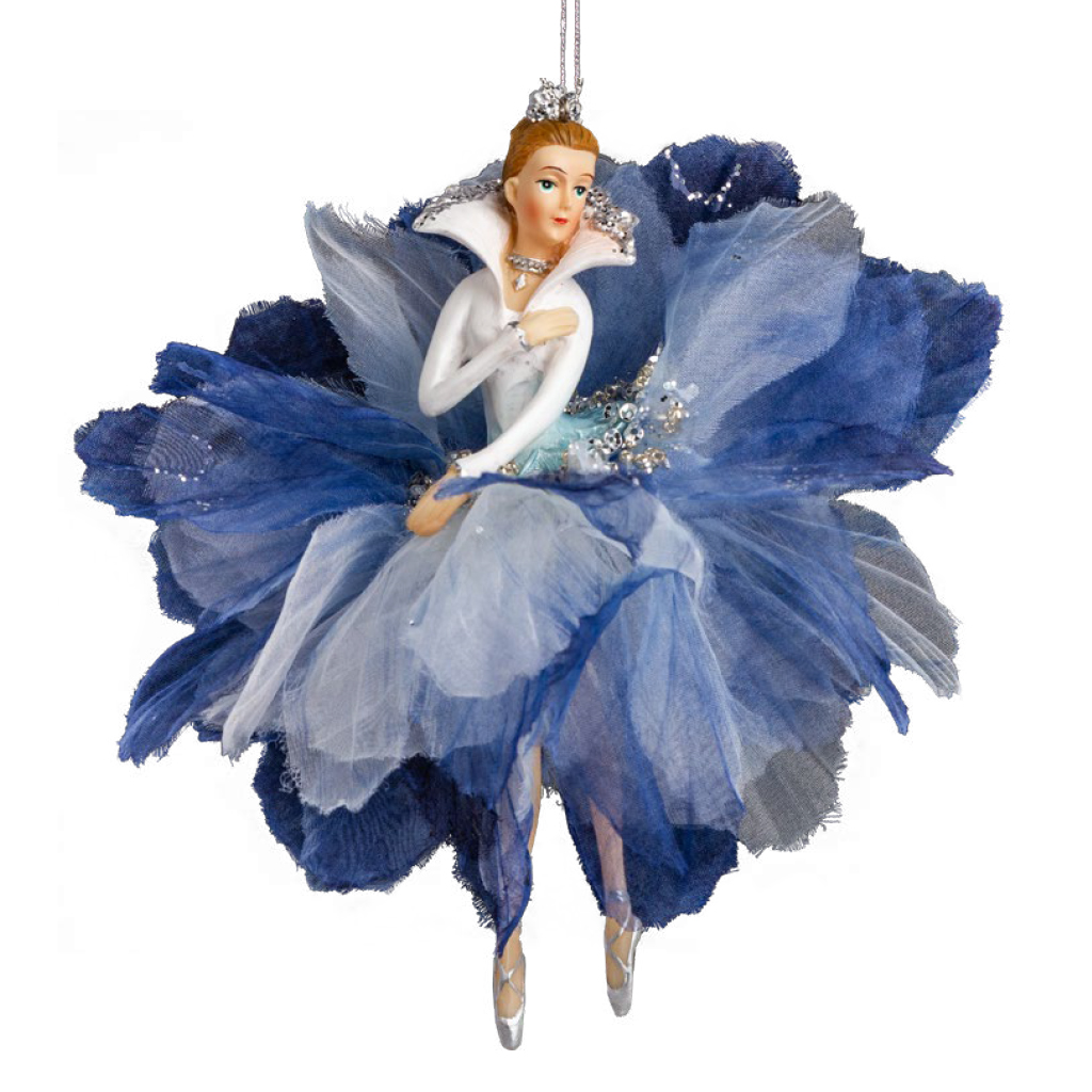 Изображение товара Украшение елочное Балерина морозный цветок 15см с серебряными деталями