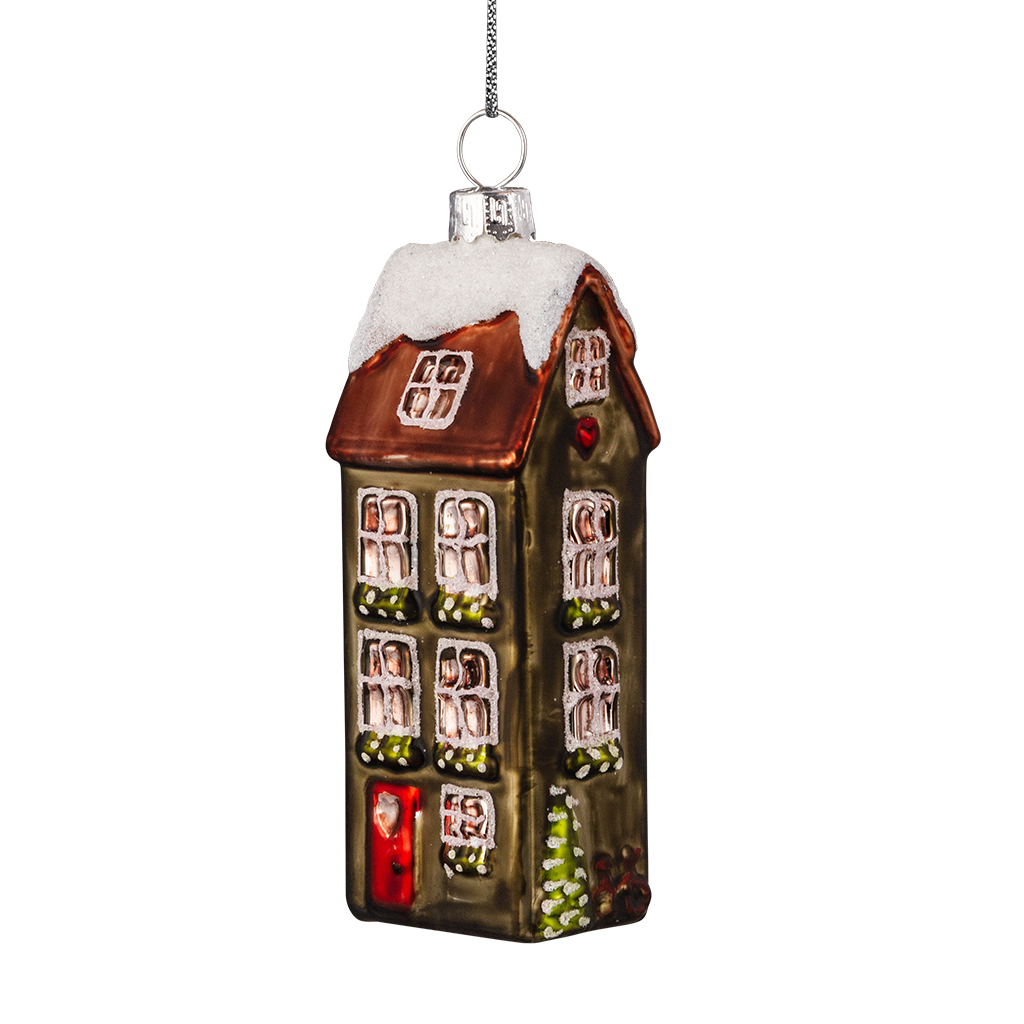 Изображение товара Украшение елочное Голландский домик 9см стекло ErichKrause Decor