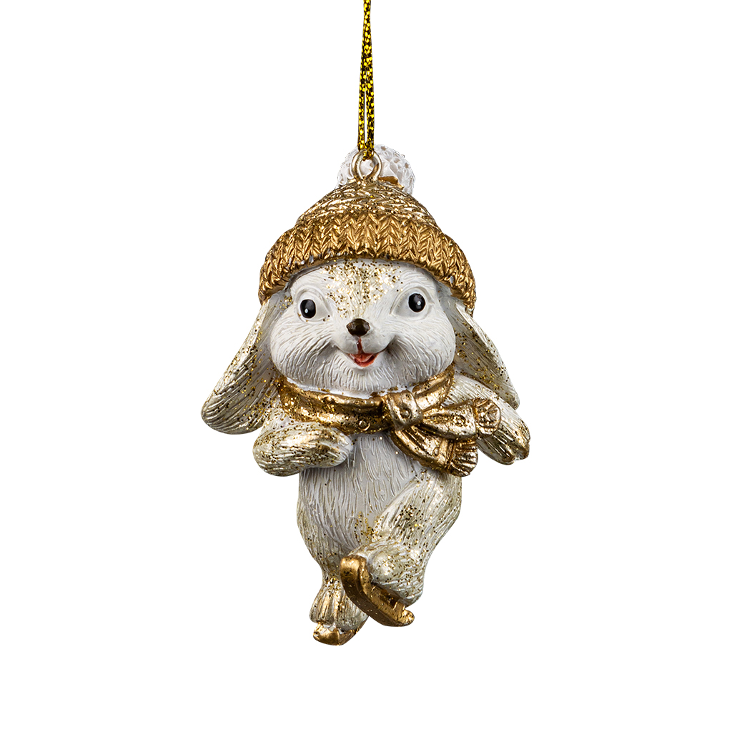 Изображение товара Украшение ErichKrause Decor Зайка на коньках золотой 7см