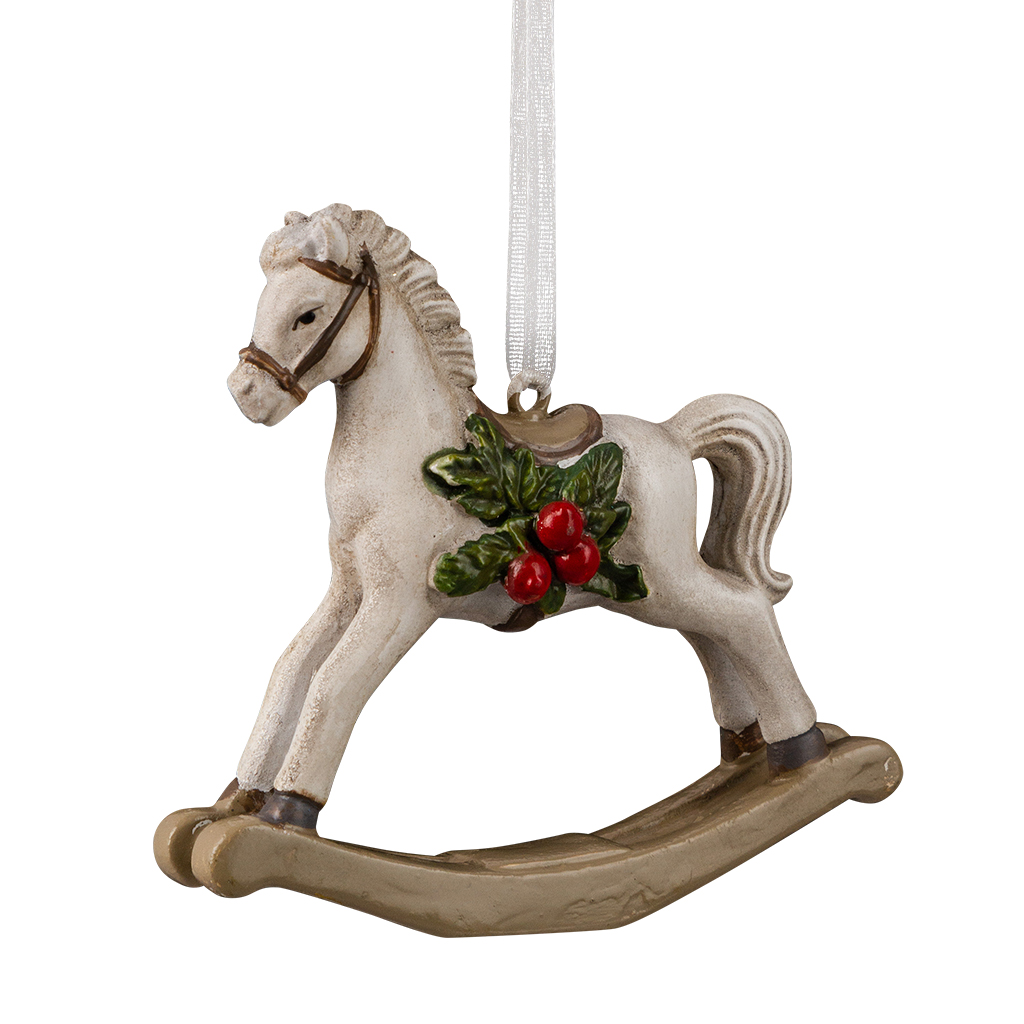 Изображение товара Украшение елочное Лошадка-качалка 7.5см в ретро стиле для рождественской елки