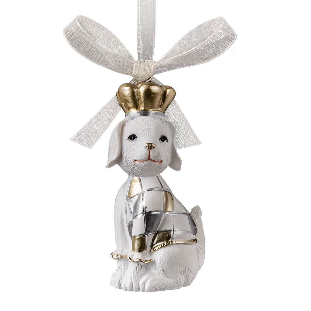 Изображение товара Украшение новогоднее Елочные украшения Собака Короля золотая 7см стильное украшение для елки