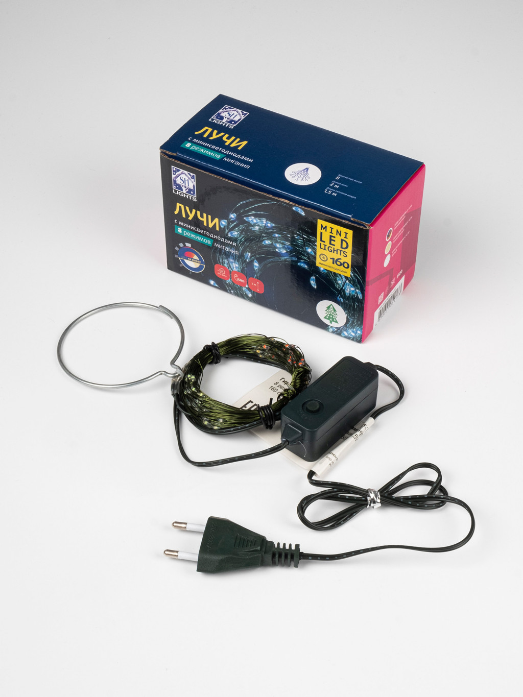 Изображение товара Гирлянда "Лучи" BM8-ILDM160M-C-4.5V,160 разноцв минидиод,8 луч х2м,8 реж