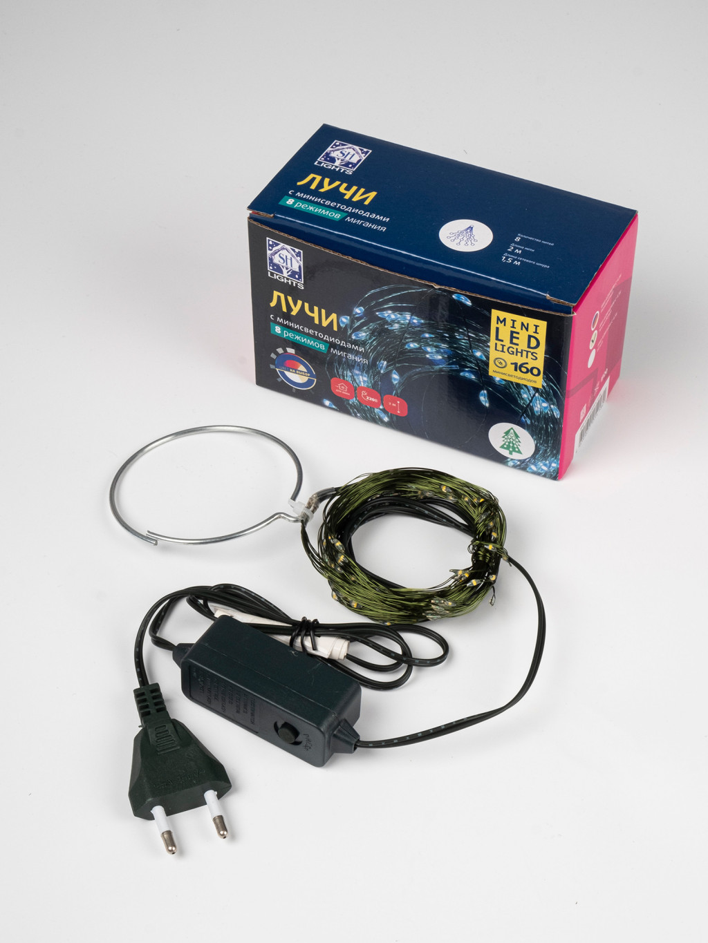 Изображение товара Гирлянда "Лучи" BM8-ILDM160WW-C-4.5V,160 т/бел минидиод,8луч х2м,8 реж
