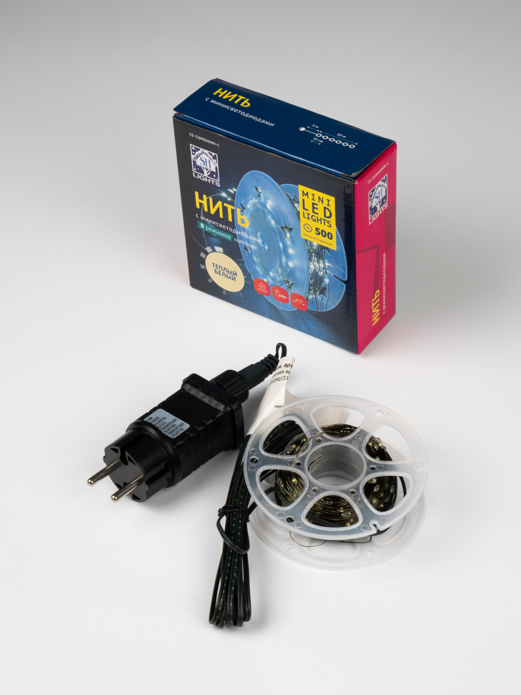 Изображение товара Гирлянда "Нить" CO-ILDM500WW-C, 500 т/бел минидиодов,50м,8 режимов,на катушке