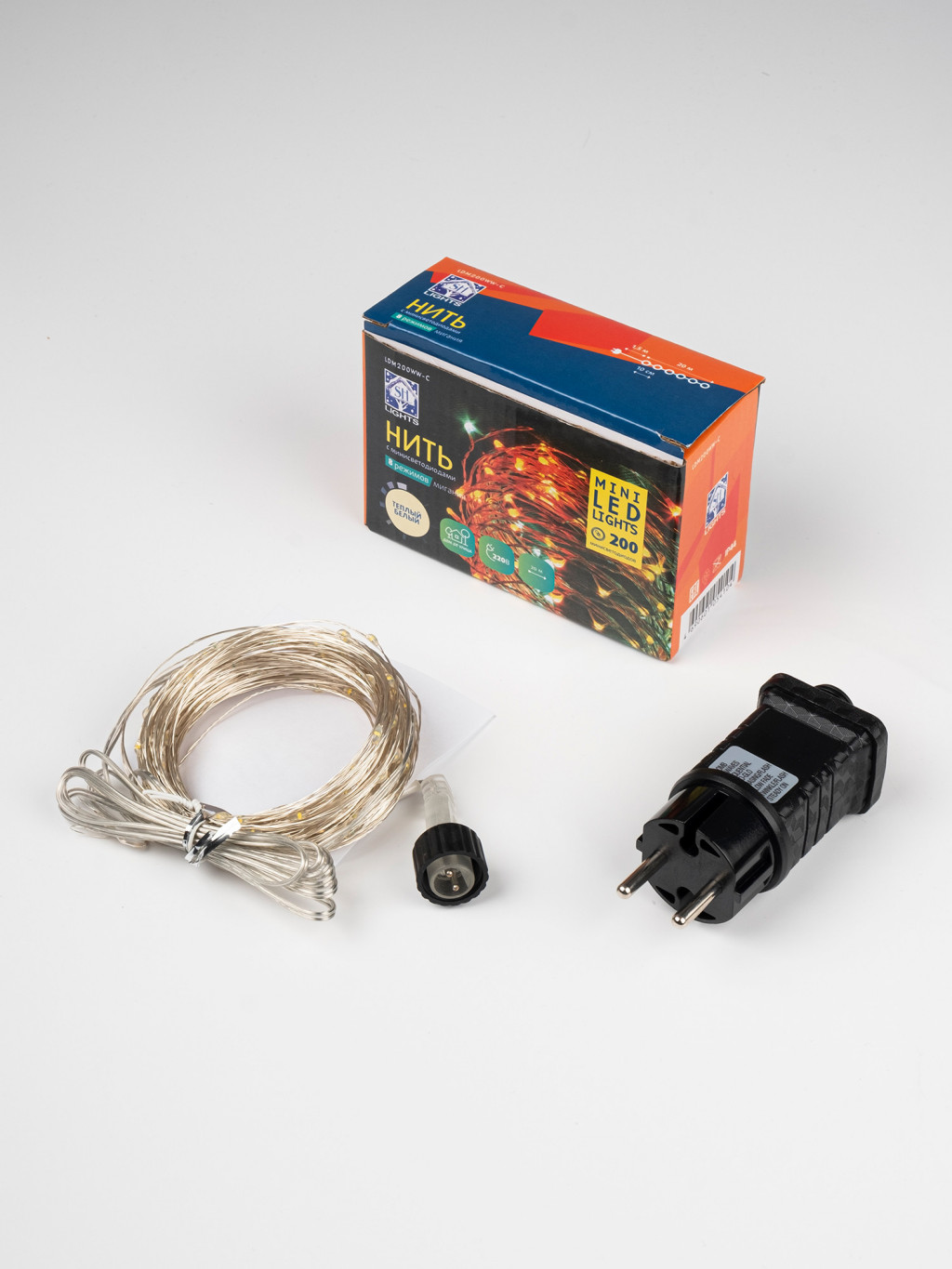 Изображение товара Гирлянда Нить LDM200WW-C 200 теплых белых минисветодиодов 20м