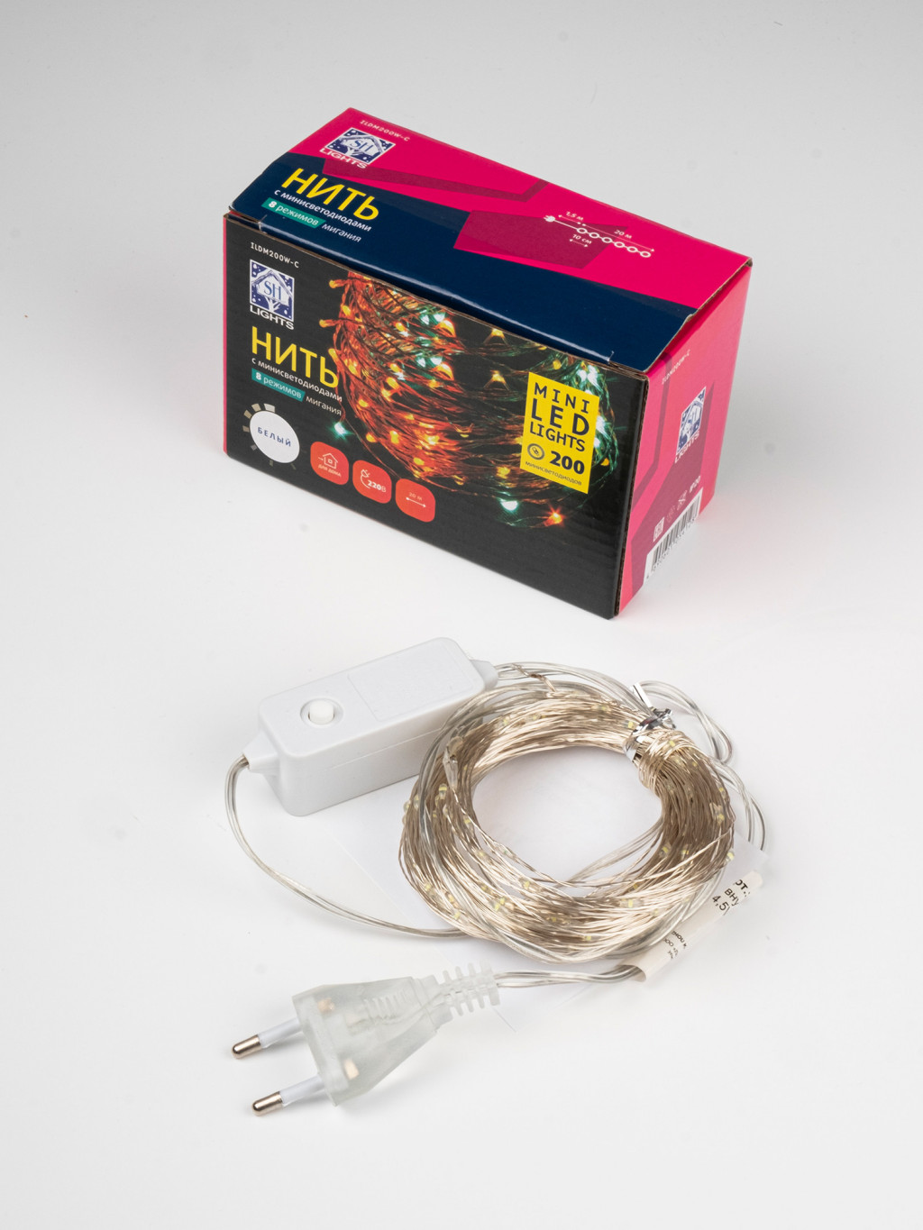 Изображение товара Гирлянда Нить ILDM200W-C 200 белых минисветодиодов 20 м IP20