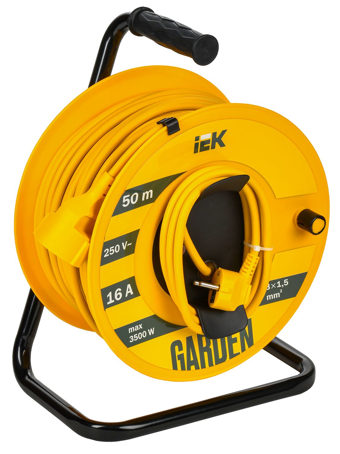 Изображение товара Катушка IEK GARDEN с заземлением и термозащитой, 50 м, 3 гнезда, IP20