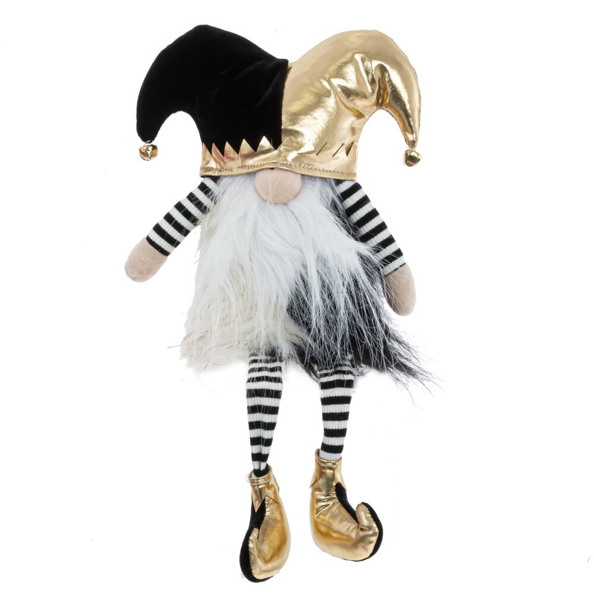 Изображение товара Игрушка набивная Гном с меховой шубкой и бубенчиками, интерьерная декоративная мягкая игрушка