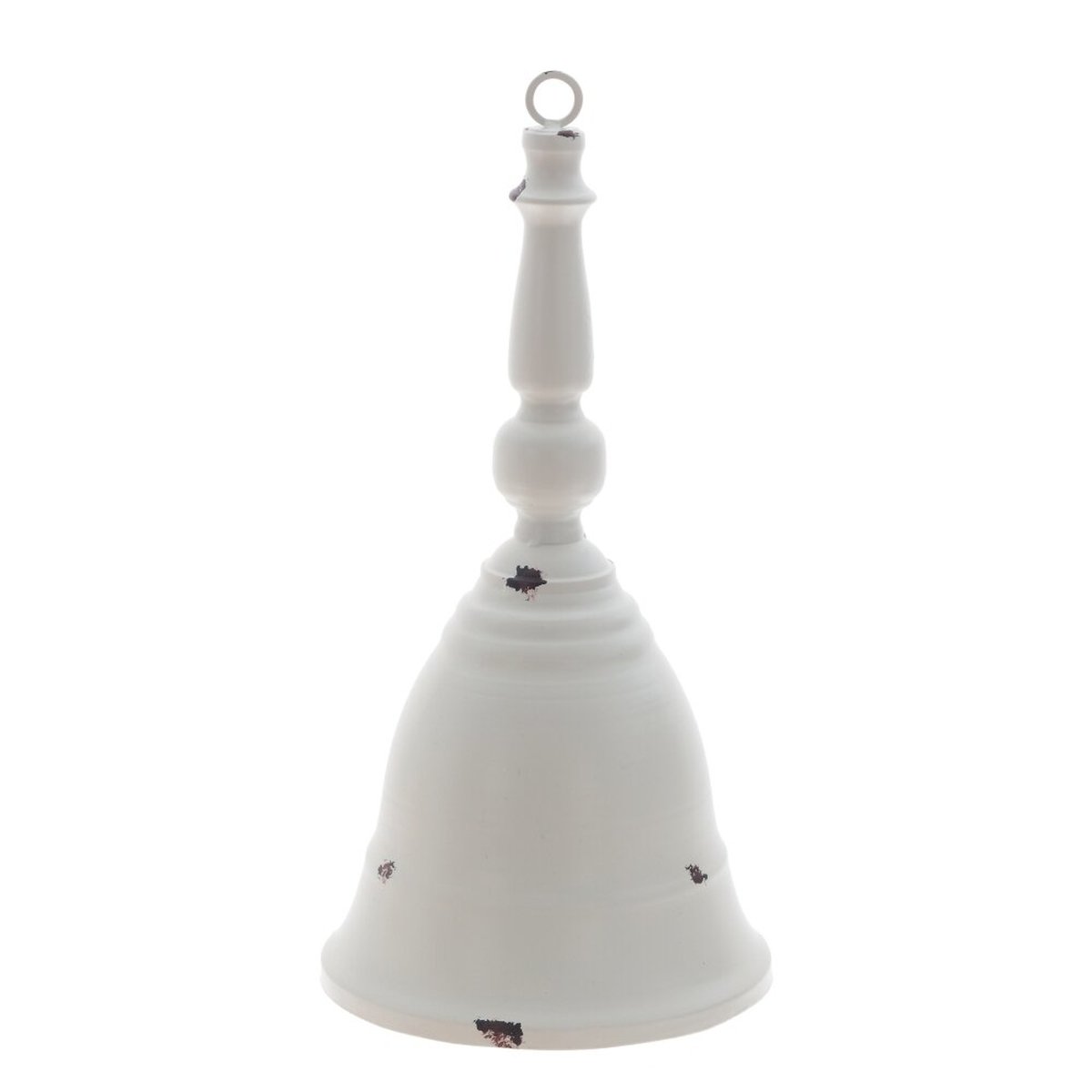Изображение товара Декоративный новогодний колокольчик из металла белый L18 W18 H37 см