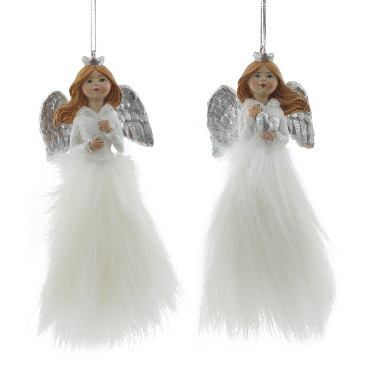 Изображение товара Декоративное подвесное изделие ангел в белом цвете 13 см елочные украшения