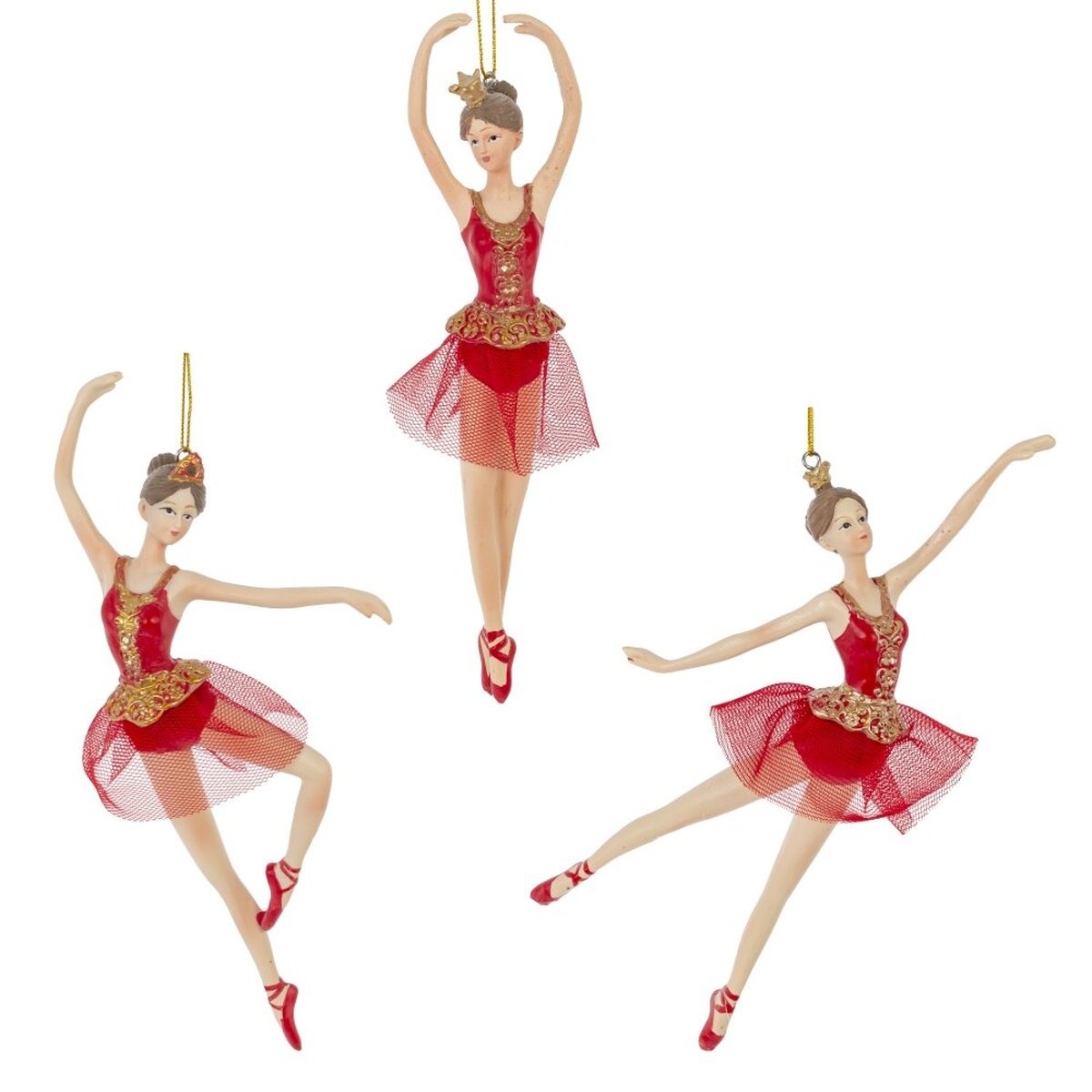 Изображение товара Декоративная елочная игрушка балерина подвеска красная 21 см