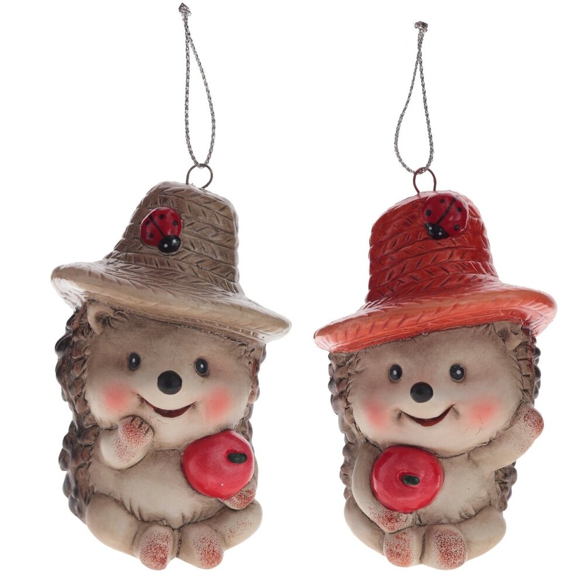 Изображение товара Декоративное подвесное изделие Ёжик из керамики для елки и интерьера