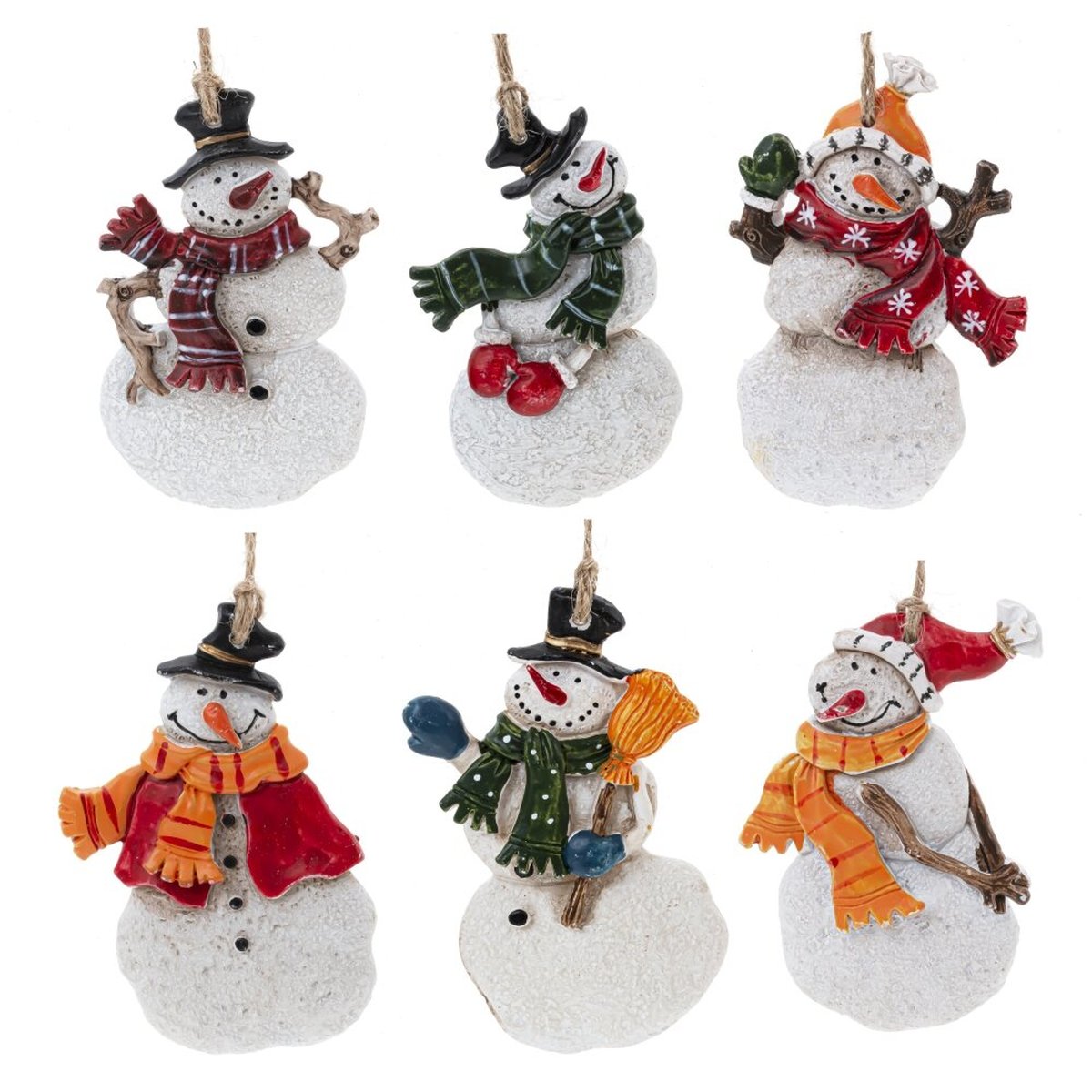 Изображение товара Декоративное подвесное украшение снеговик из полимерной глины 6 см