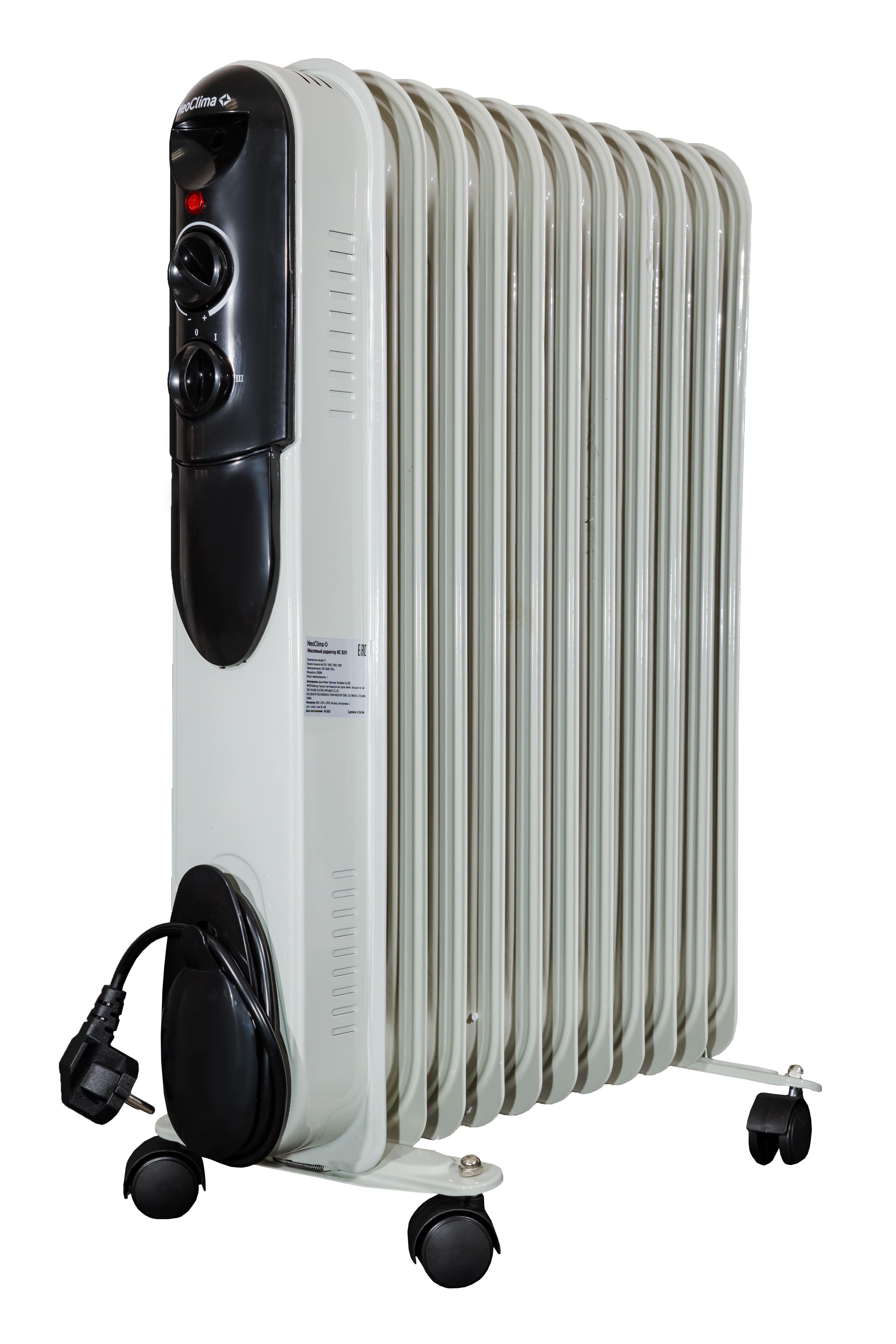 Изображение товара Масляный радиатор Neoclima NC 9311 11 секций 2500W для обогрева помещений
