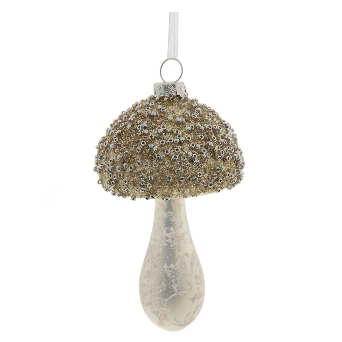 Изображение товара Новогоднее украшение Гриб золотистое L7 W7 H12 см подвесное елочное игрушка