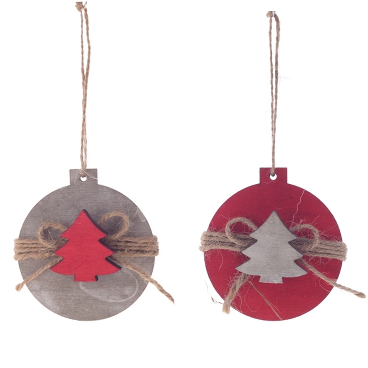 Изображение товара Новогоднее деревянное украшение Елка 8x2x8,5 см красное подвесное