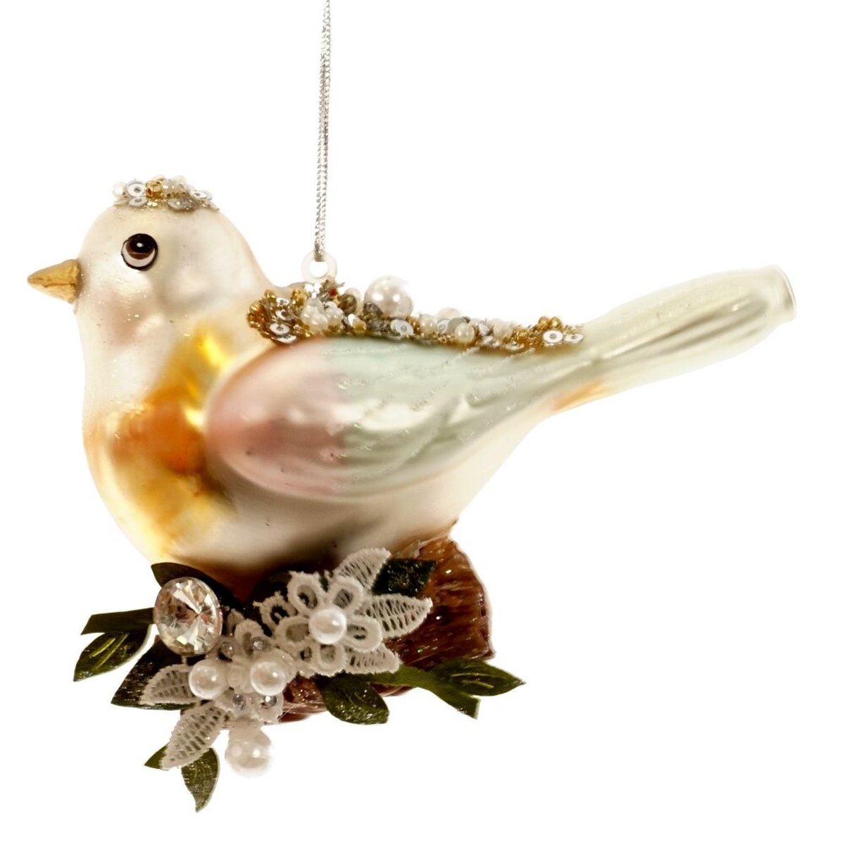 Изображение товара Украшение новогоднее Птичка L11,5 W5,5 H8,5 см золотистый стеклянное