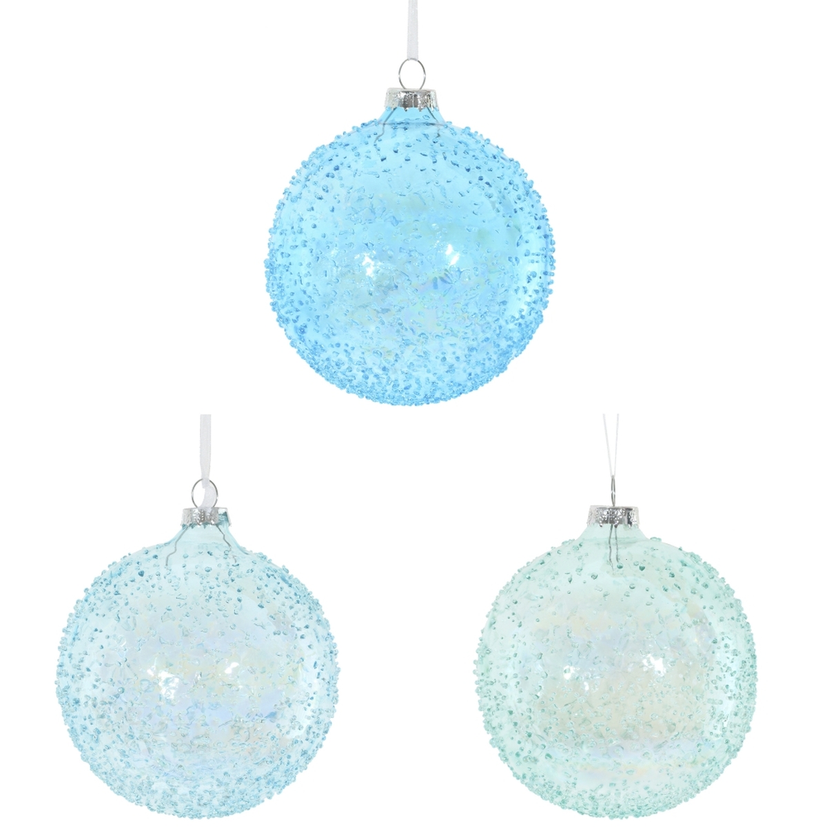 Изображение товара Стеклянное новогоднее украшение Шар голубое D 10 см