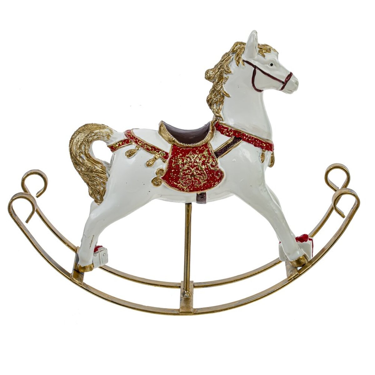 Изображение товара Декоративная фигурка Лошадка белая с красным, новогодний декор, подарок