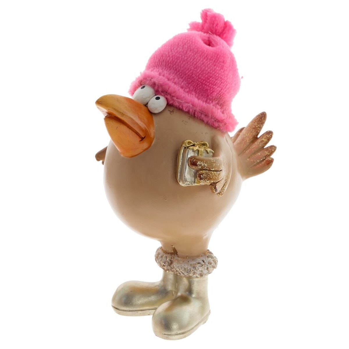 Изображение товара Декоративная фигурка Птичка розовая 12x8x14,5 см новогодний декор