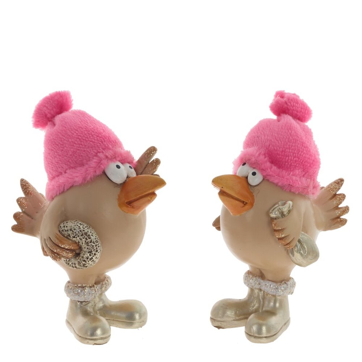 Изображение товара Декоративная фигурка Птичка розовая, новогодний сувенир, интерьерная статуэтка