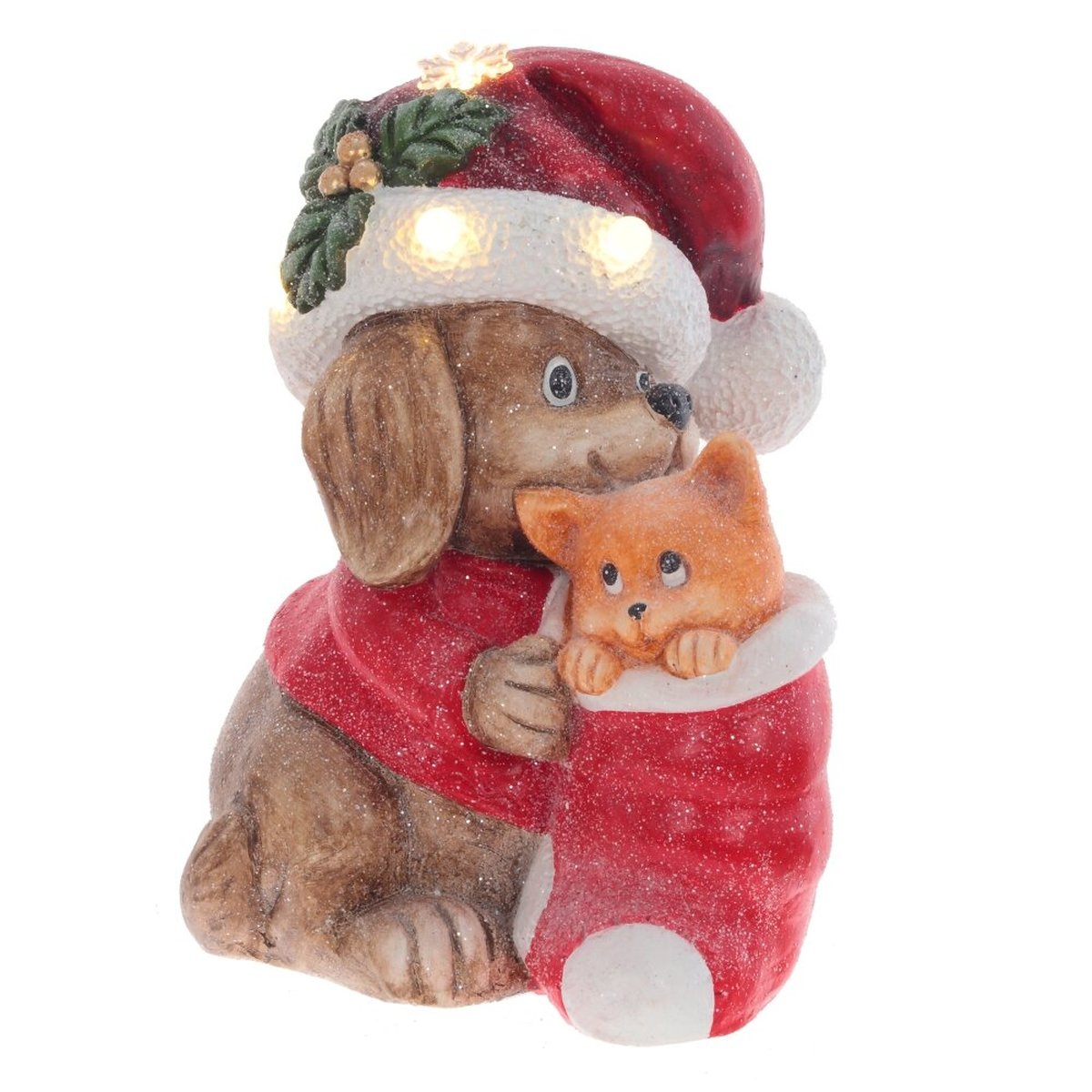 Изображение товара Декоративная фигурка с подсветкой Щенок и котёнок 40 см